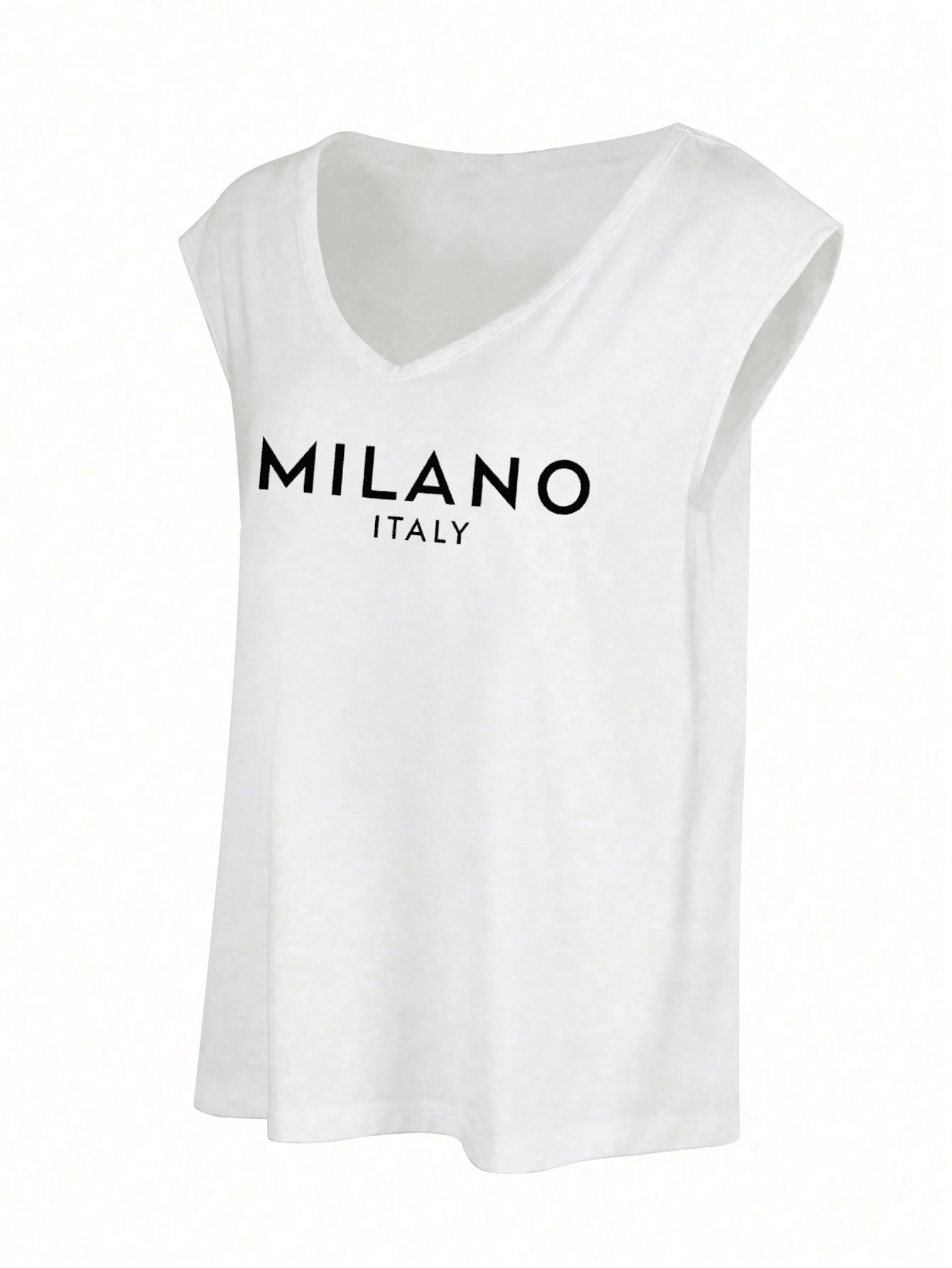 Women's Women Sleeveless Milano Italy Graphic Tank Top Casual White Print Tee