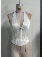 Women's White Boned Corset Bustier