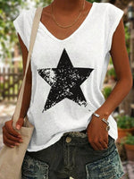 Women's Apperloth Women Graphic Print Star V-Neck T-Shirt