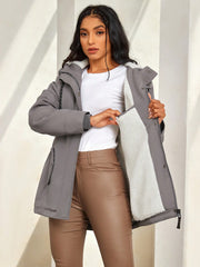 Women's Grey Quilted Padded Winter Coat
