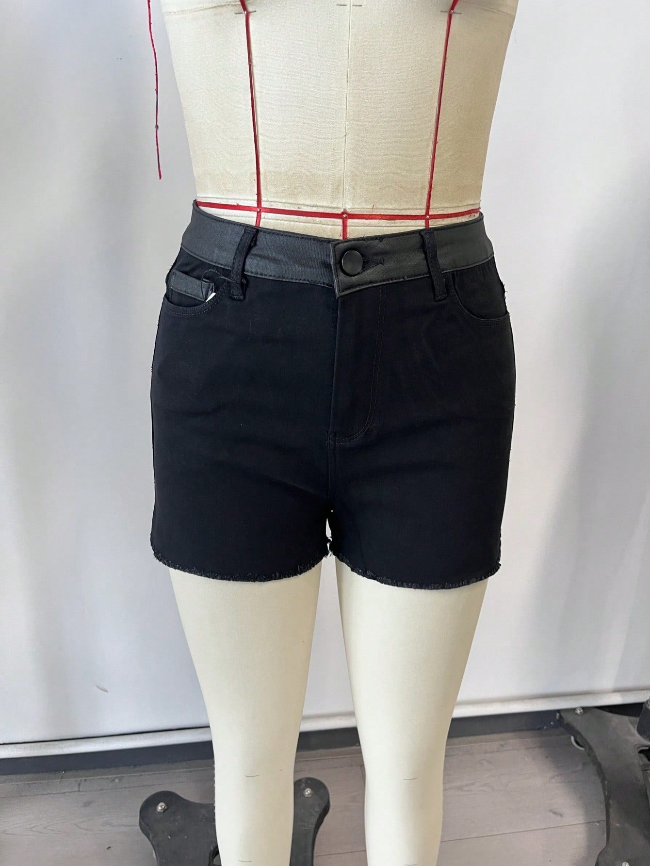 Women's Black Polyester Full-length pants with wide-leg