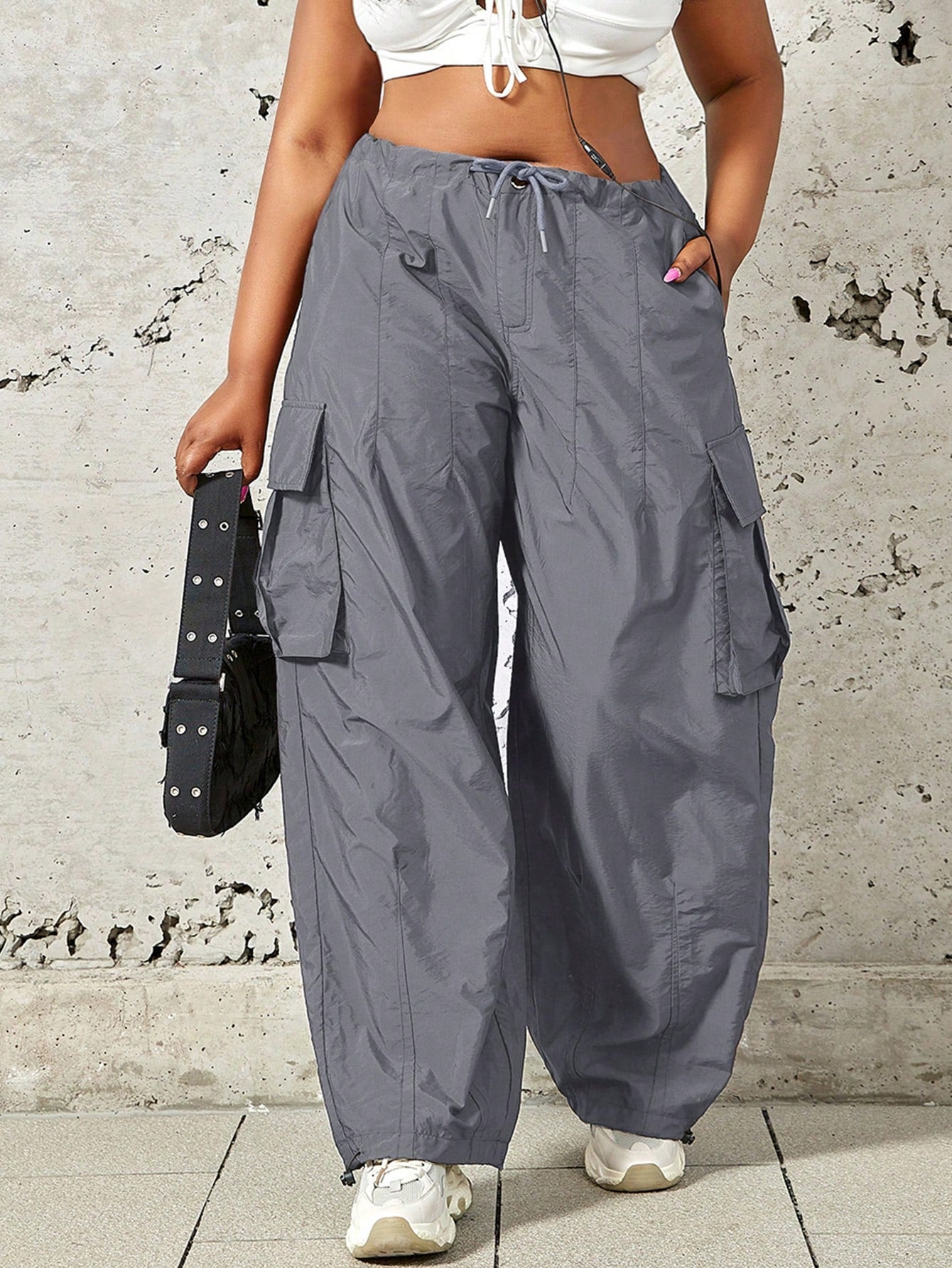 Women's Plus Size Grey High-Waist Yoga Leggings
