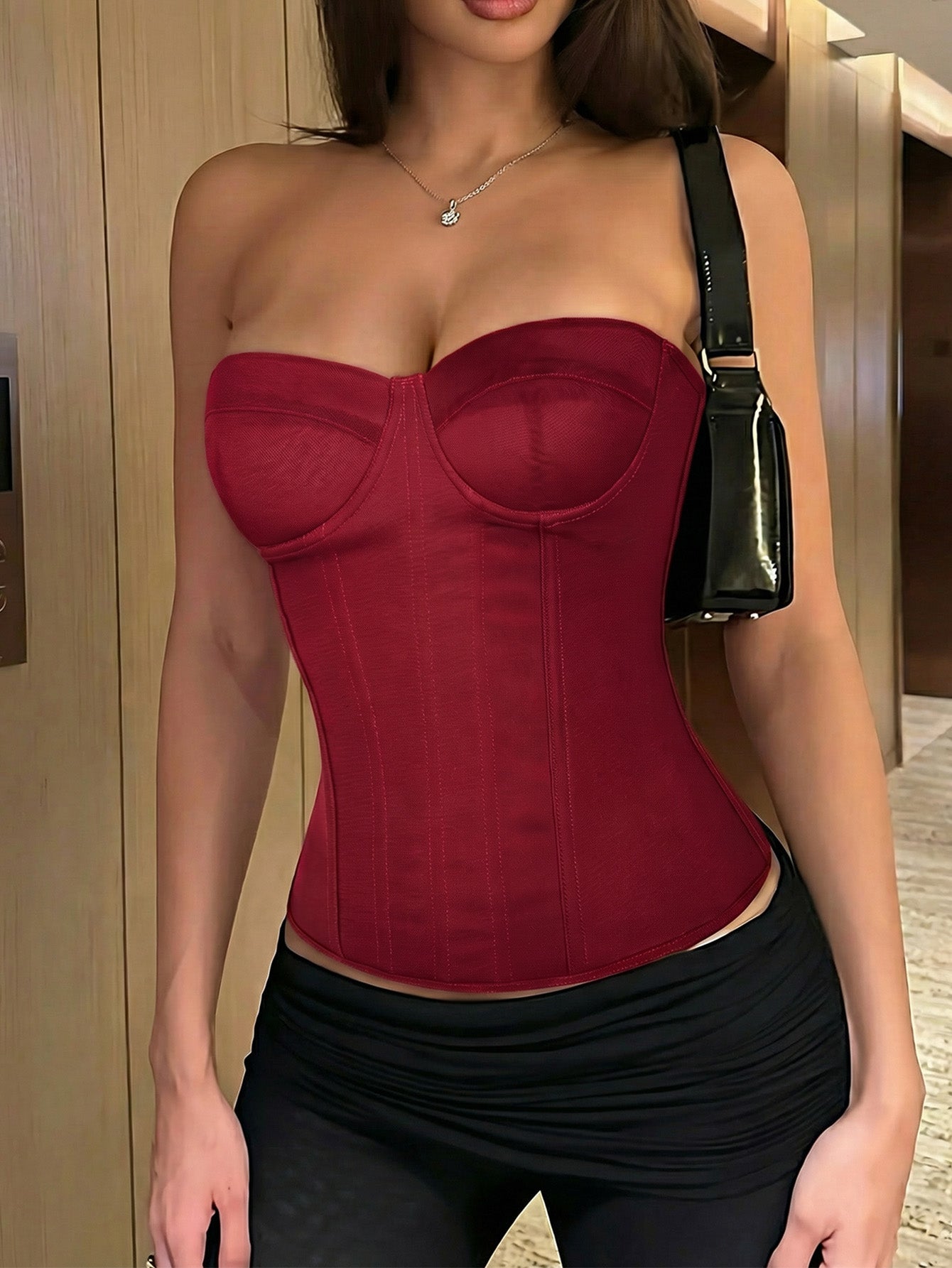 Women's Red Corset Bustier Top