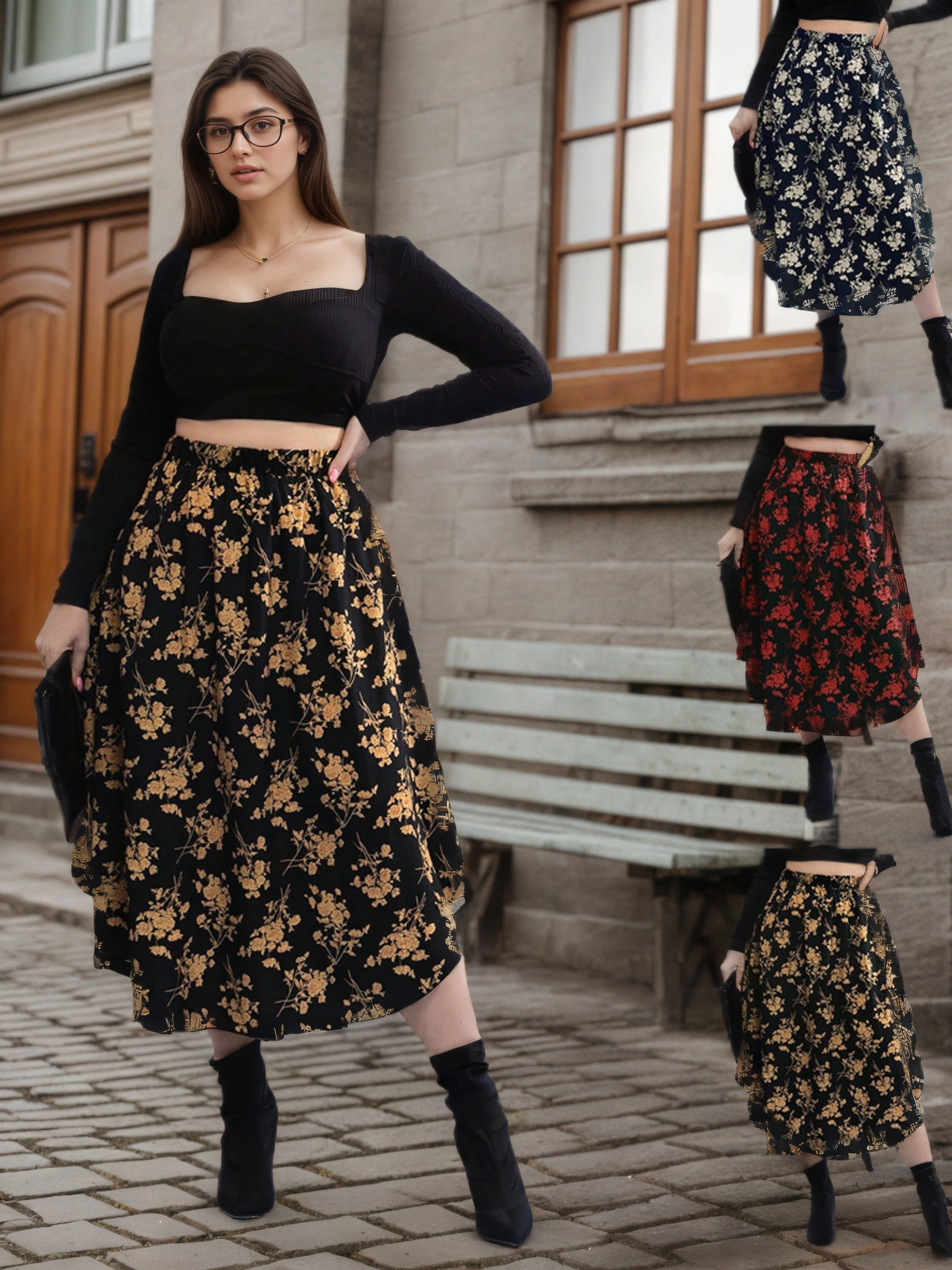 Pre-order Women's Floral Print High-Waist A-Line Maxi Skirt | 100% Polyester | MOQ 24 Units | 10-15 Calendar Days Shipping