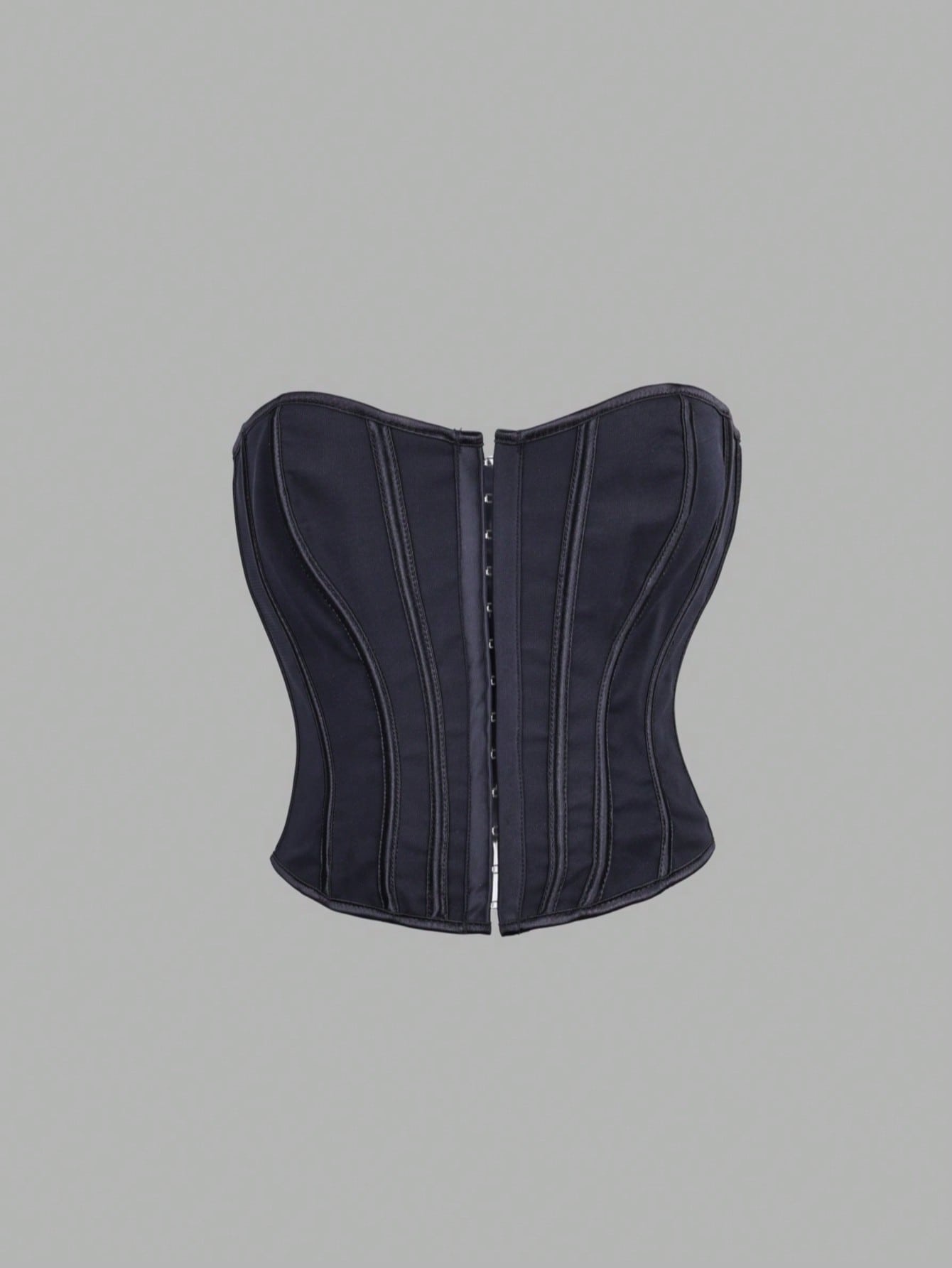 Women's Black Check Plaid Strapless Corset Bustier