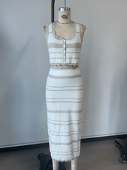 Women's Khaki Ribbed Knit Midi bodycon dress with sleeveless