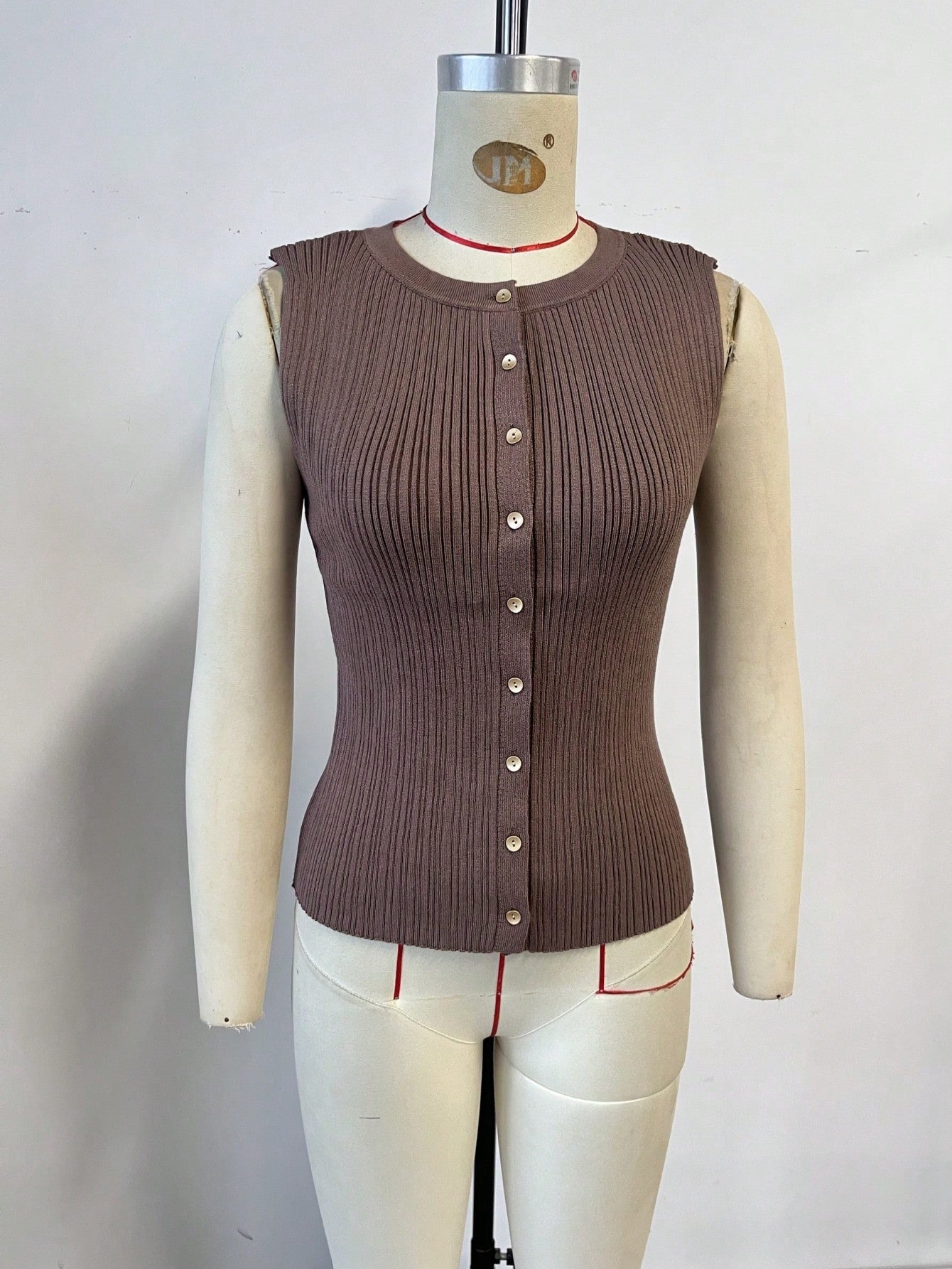 Women's Mocha Brown Sleeveless Bodycon Midi Dress
