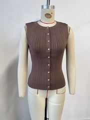 Women's Mocha Brown Sleeveless Bodycon Midi Dress