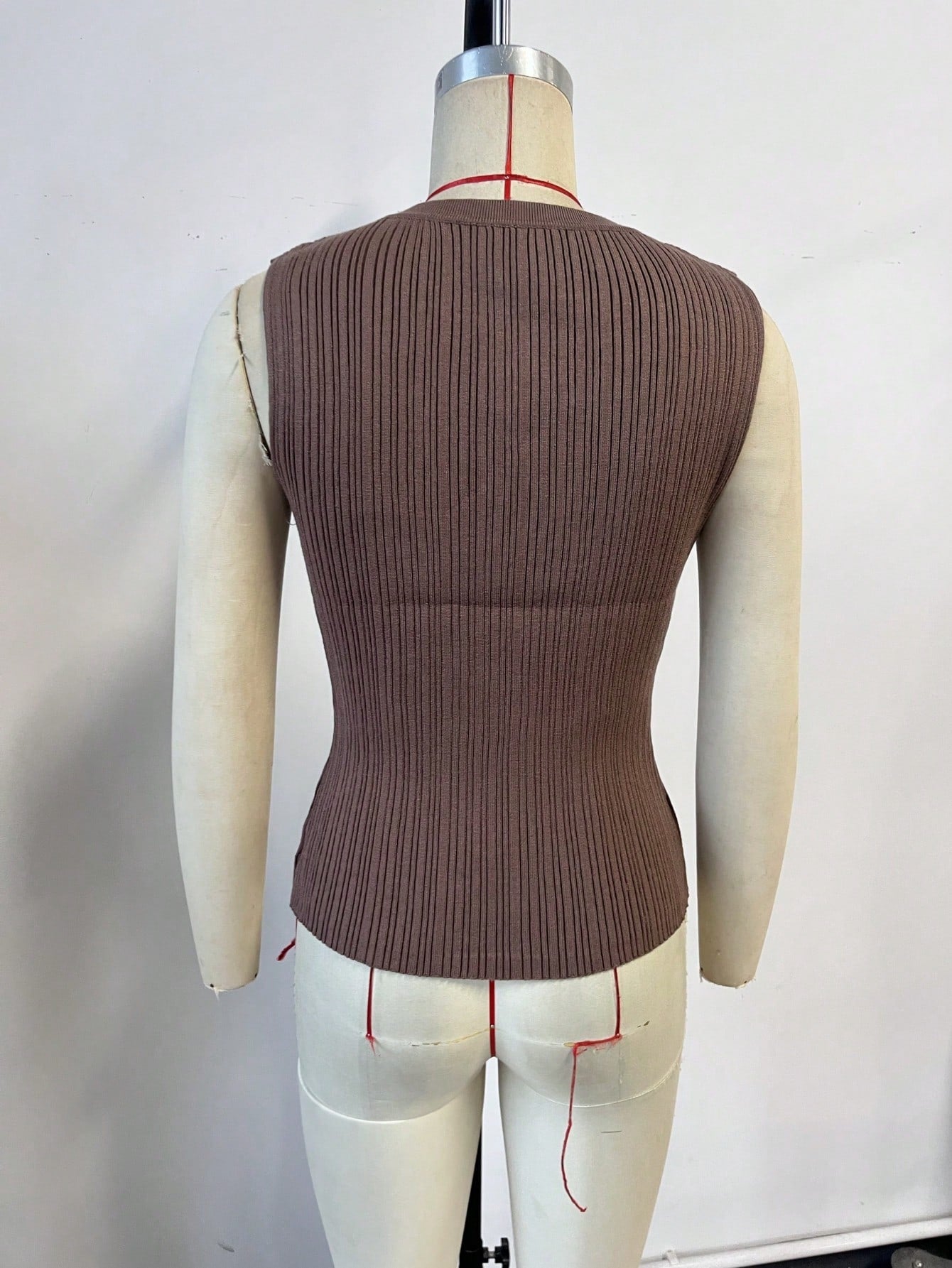Women's Mocha Brown Sleeveless Bodycon Midi Dress