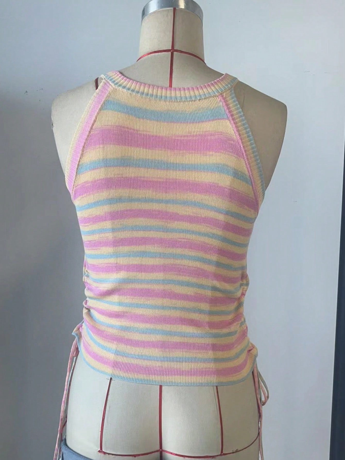 Women's Multi Color Ribbed Knit Midi bodycon dress with sleeveless