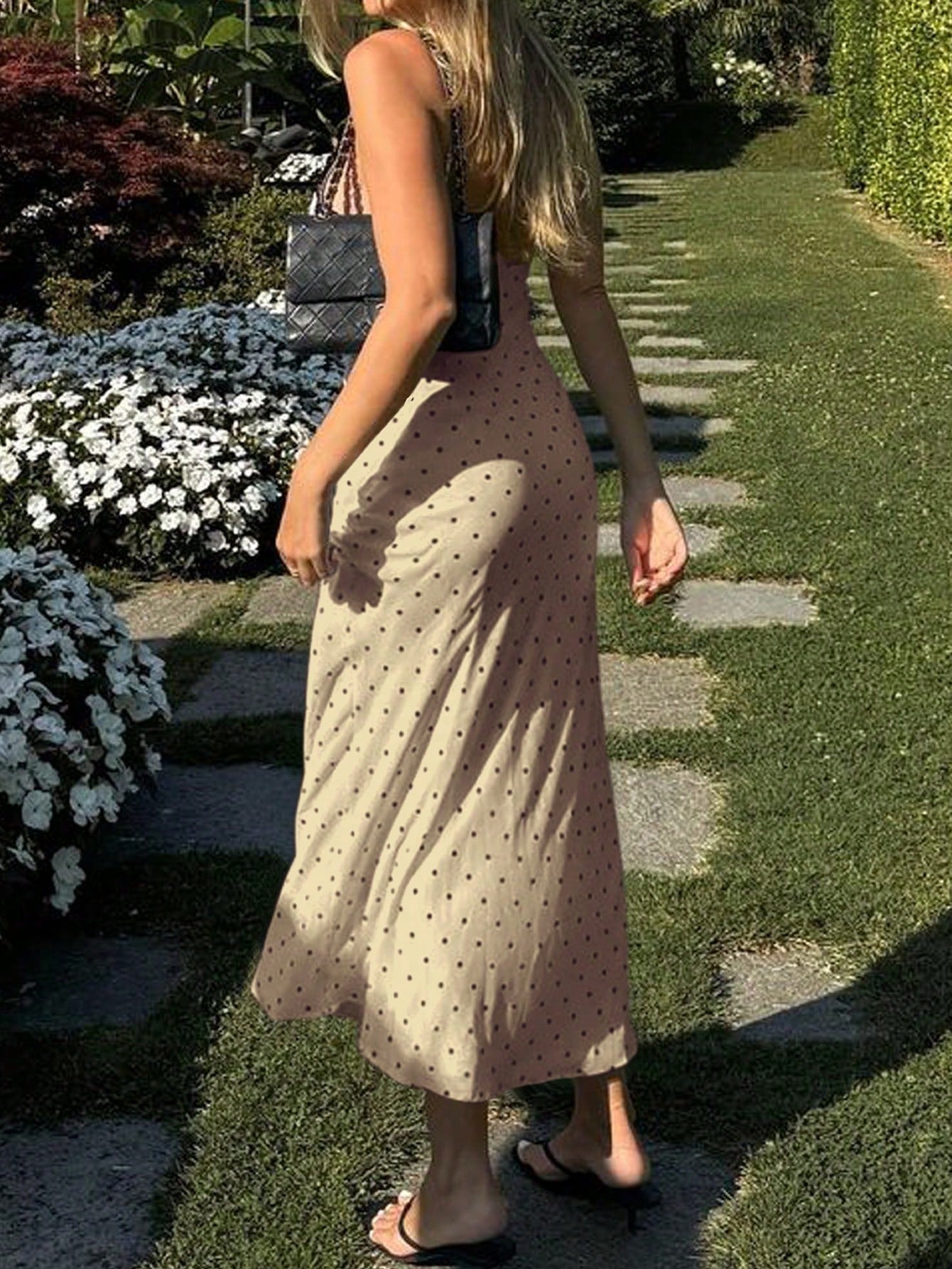 Elegant Off-Shoulder Polka Dot Maxi Dress for Women - Vintage Inspired Slim Fit Evening Party Dress