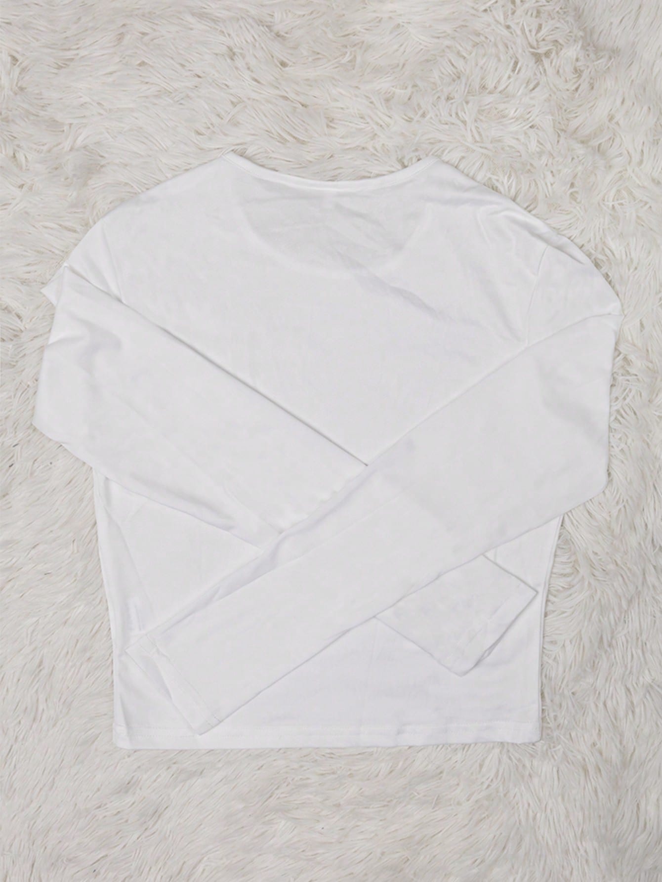 Women's White Polyester Blouse with long-sleeve