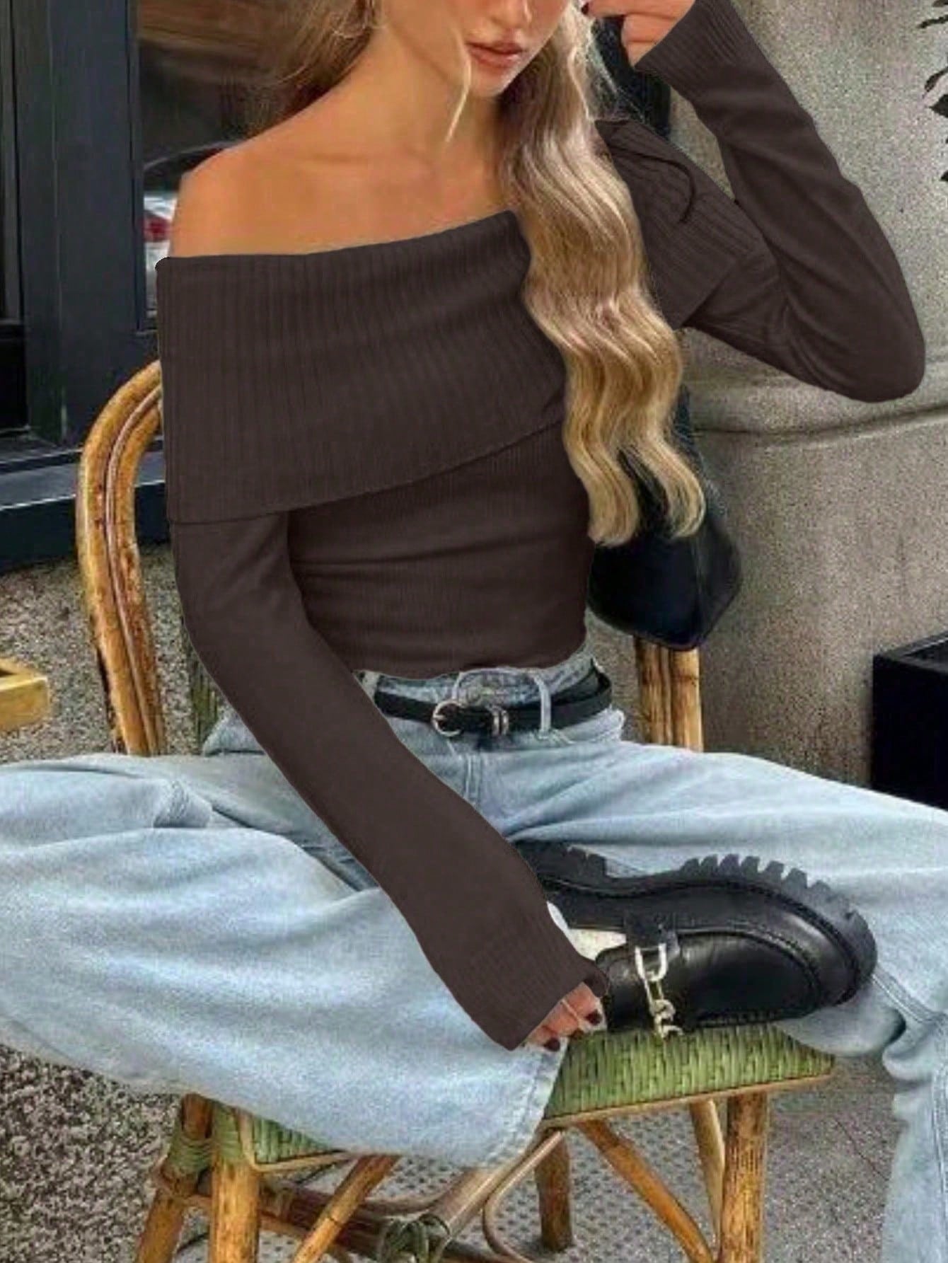 Women's Coffee Ribbed Knit Midi bodycon dress with sleeveless