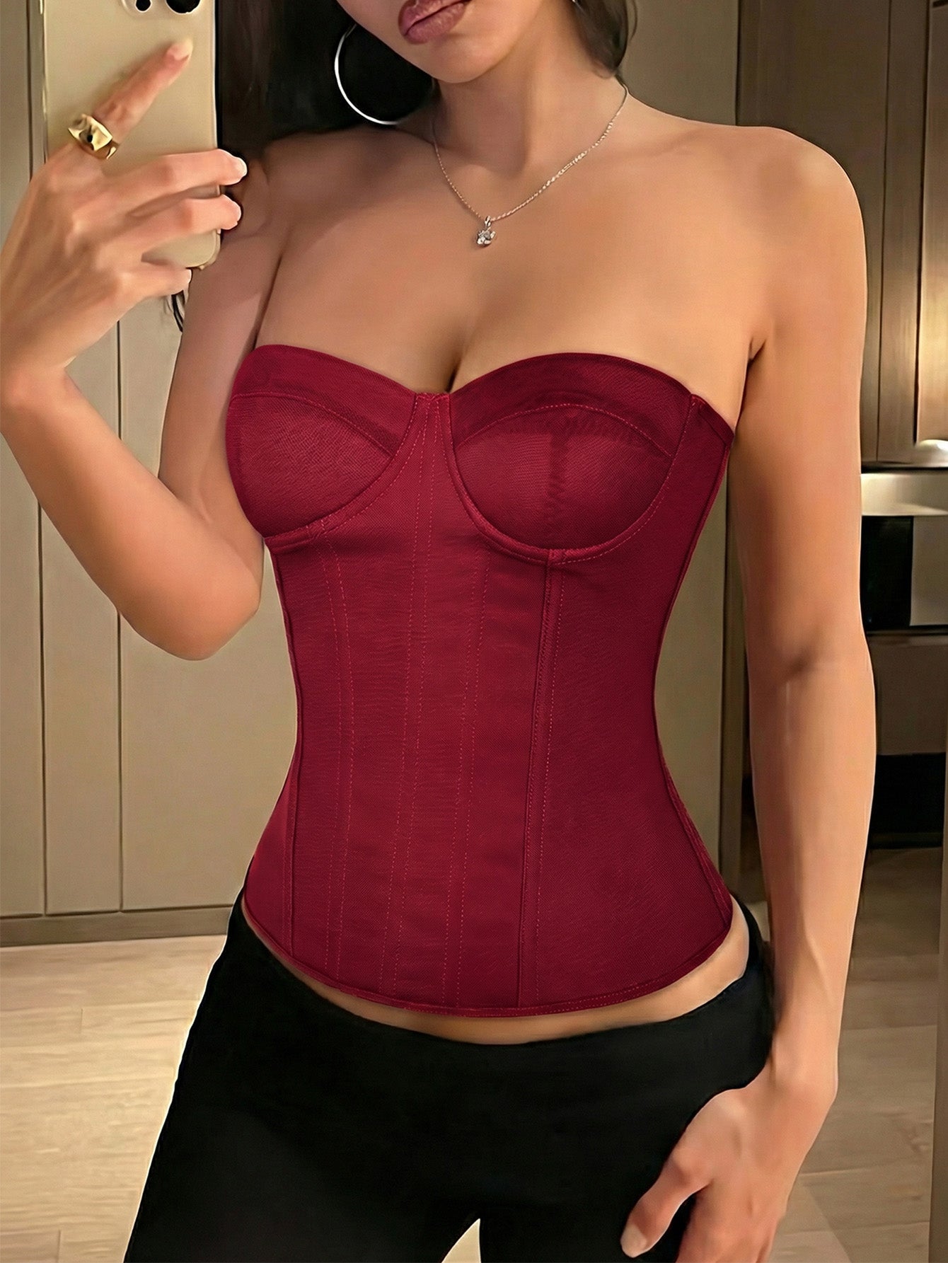 Women's Red Corset Bustier Top