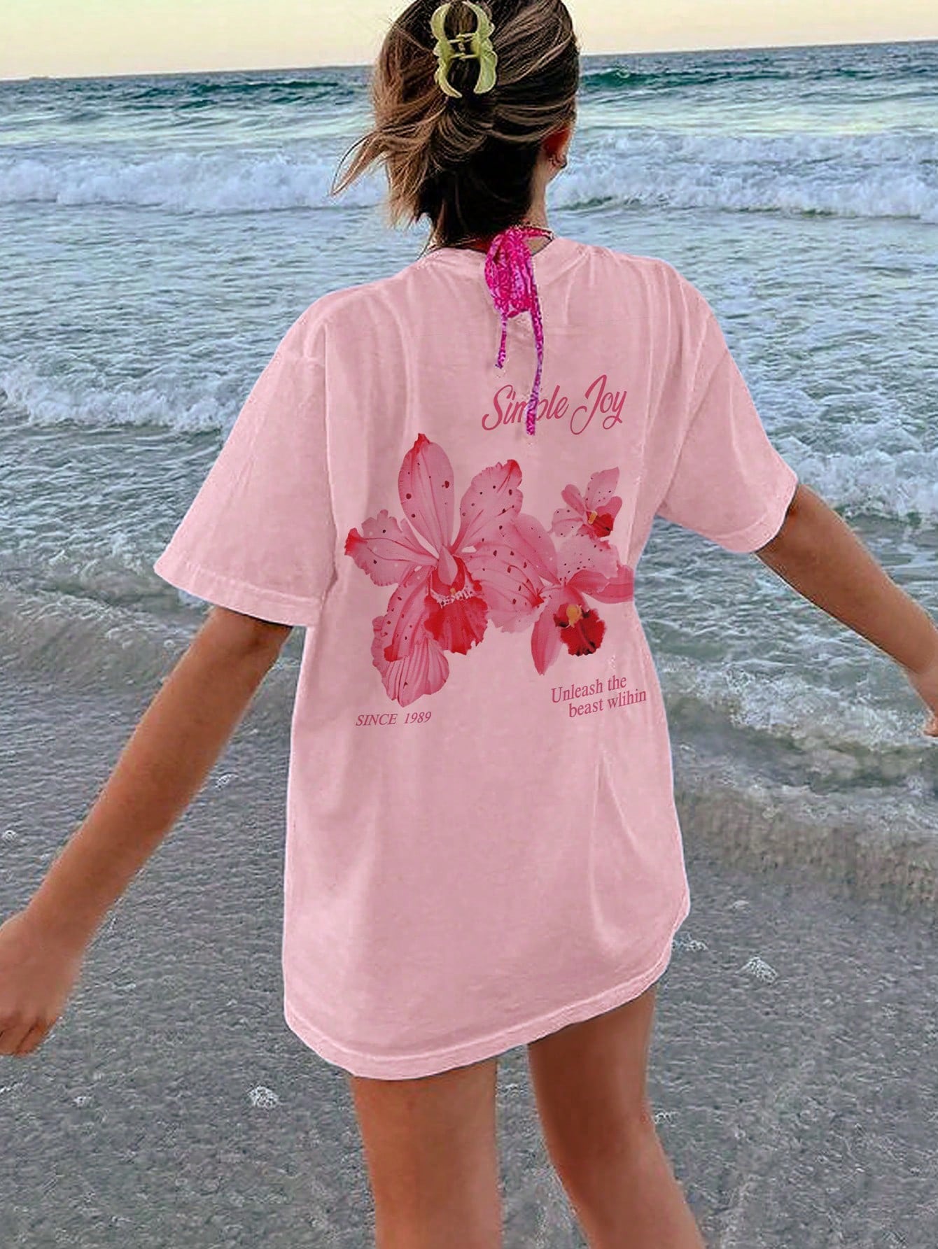 Women's Pink Polyester Blouse with long-sleeve