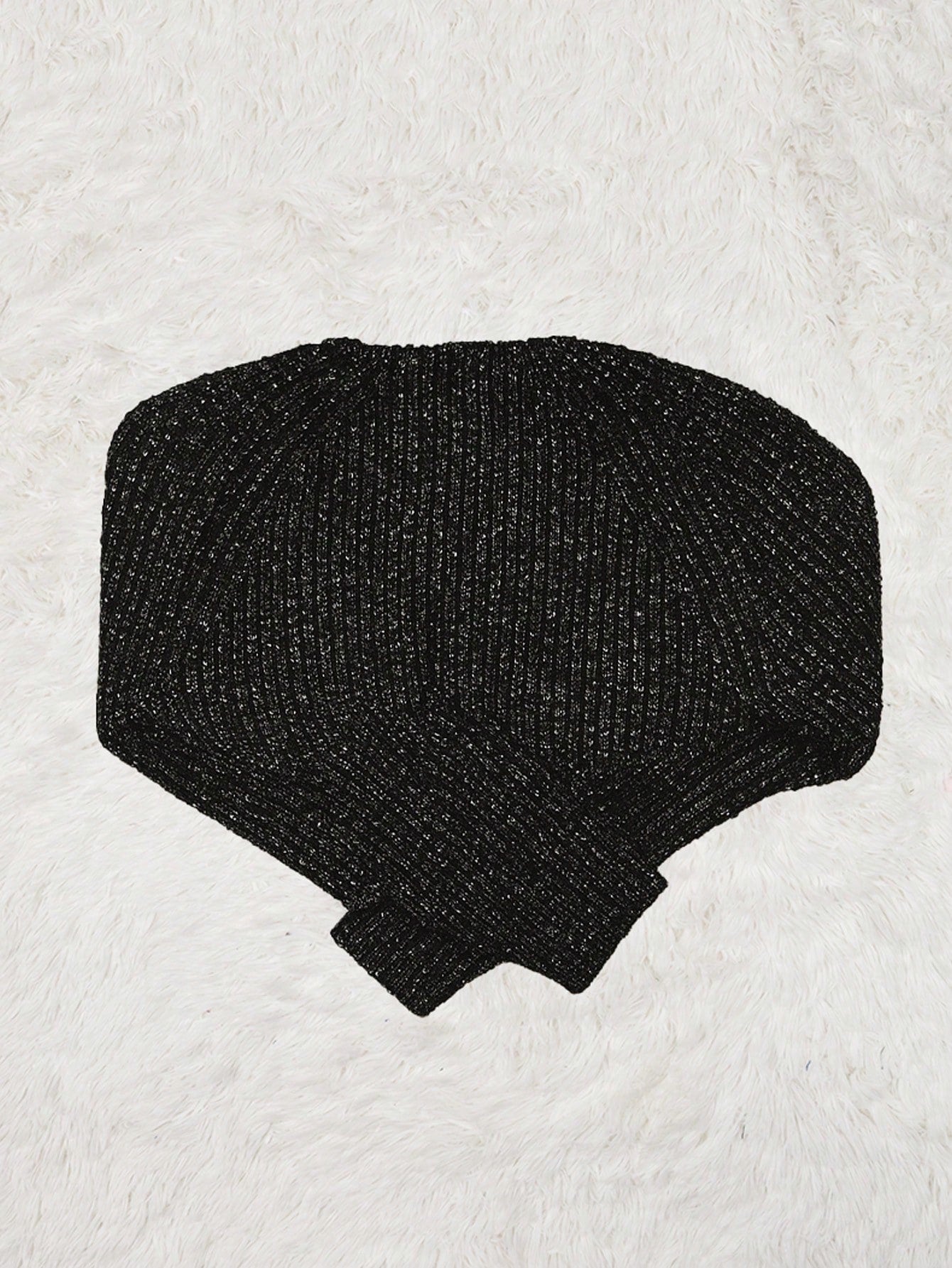 Women's Black Knit Two-Piece Set with Crop Top and Mini Skirt