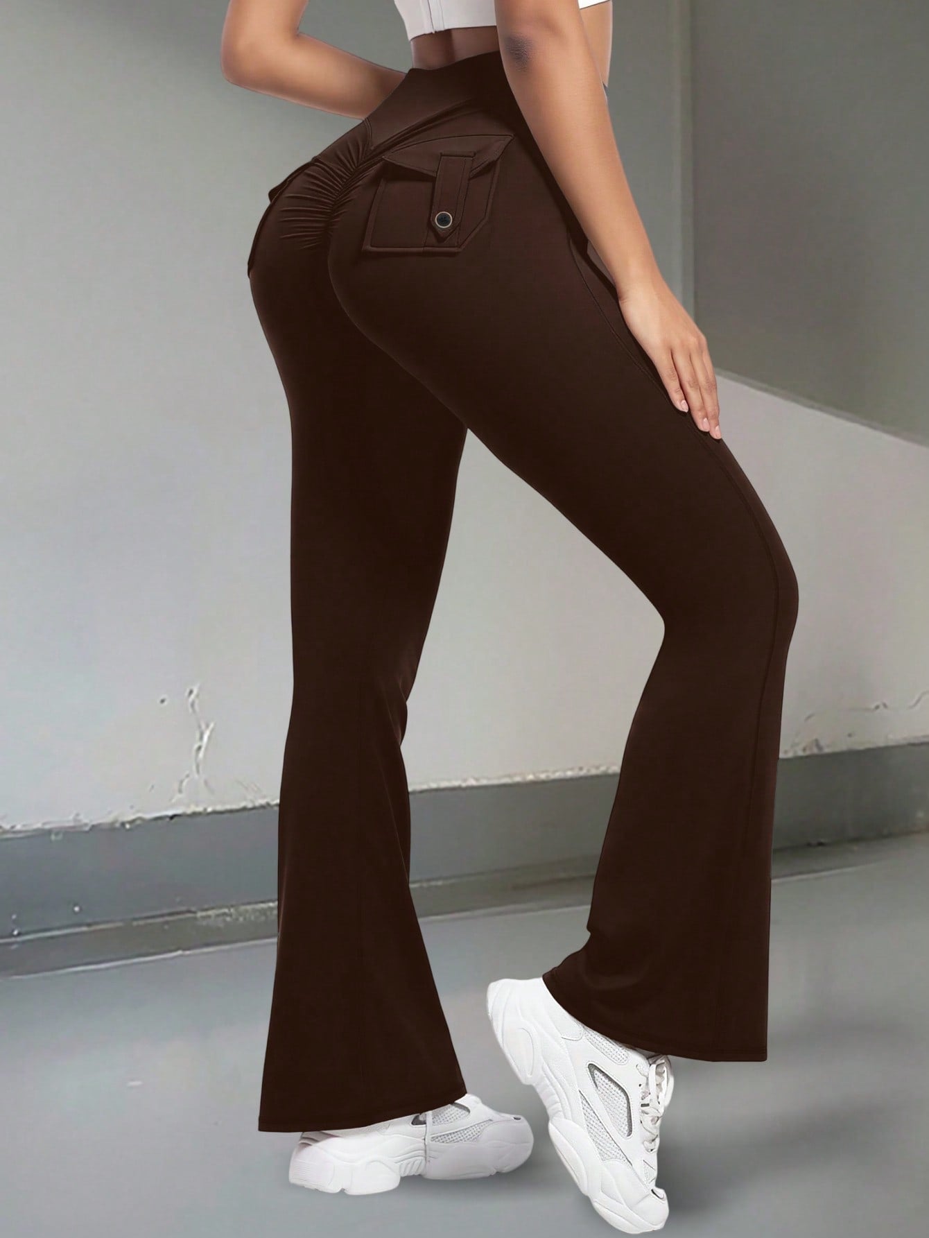 Women's Brown High-Waist Yoga Pants
