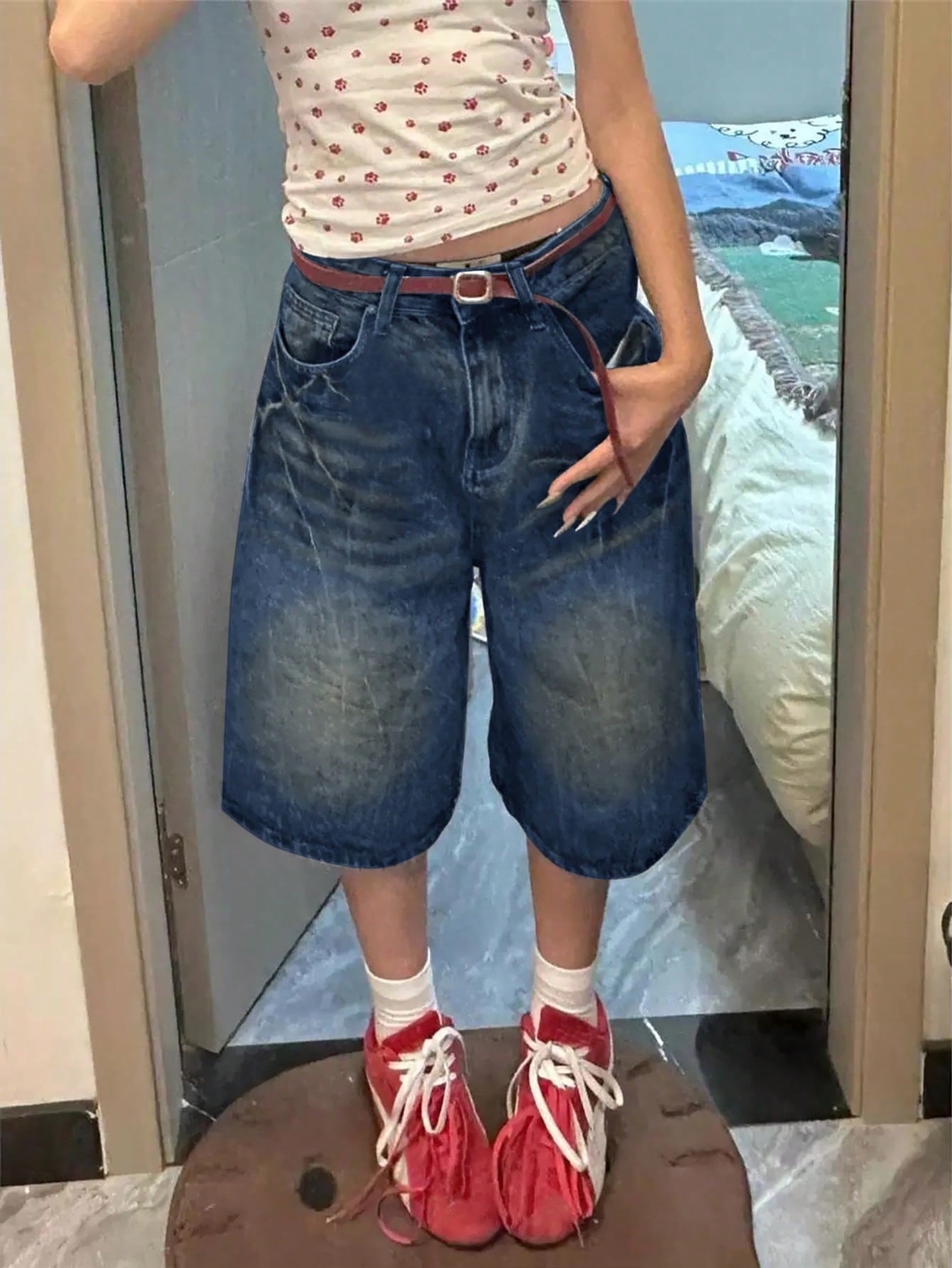 Women's Vintage Blue High-Waist Straight Leg Jeans
