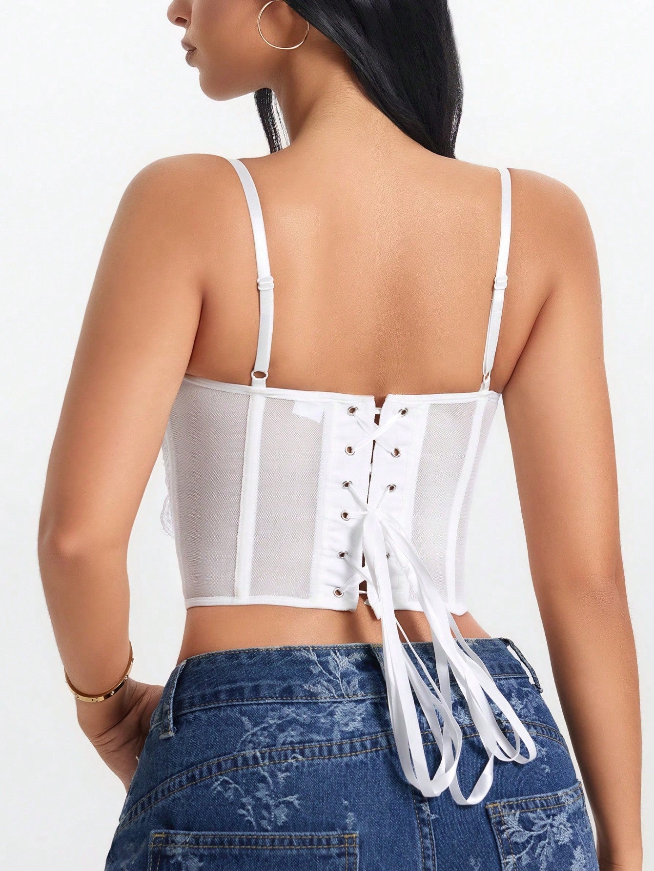 Women's White Faux Leather Bustier corset top with strapless