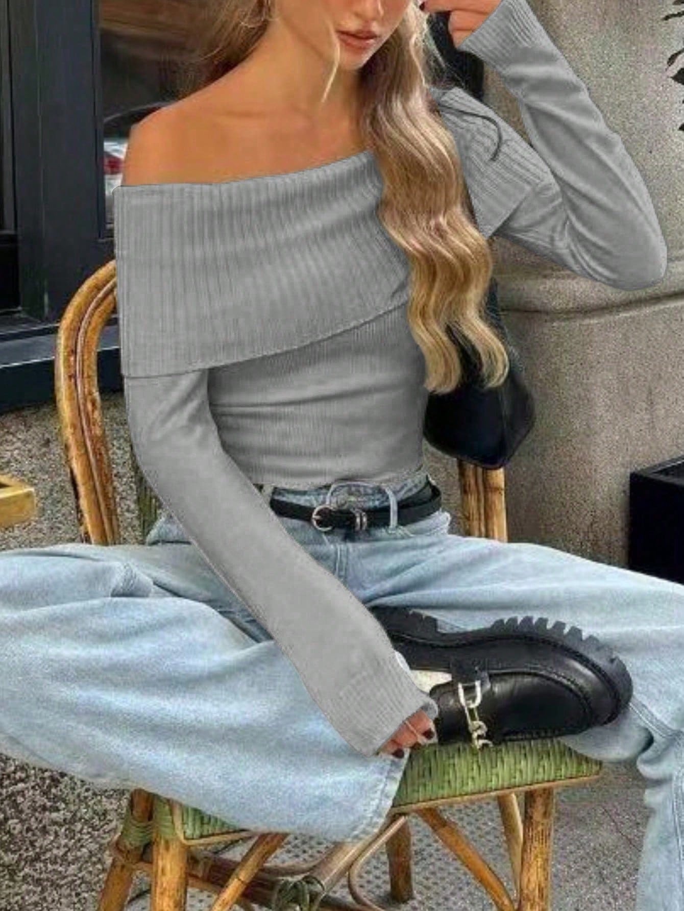 Women's Gray Ribbed Knit Midi bodycon dress with sleeveless