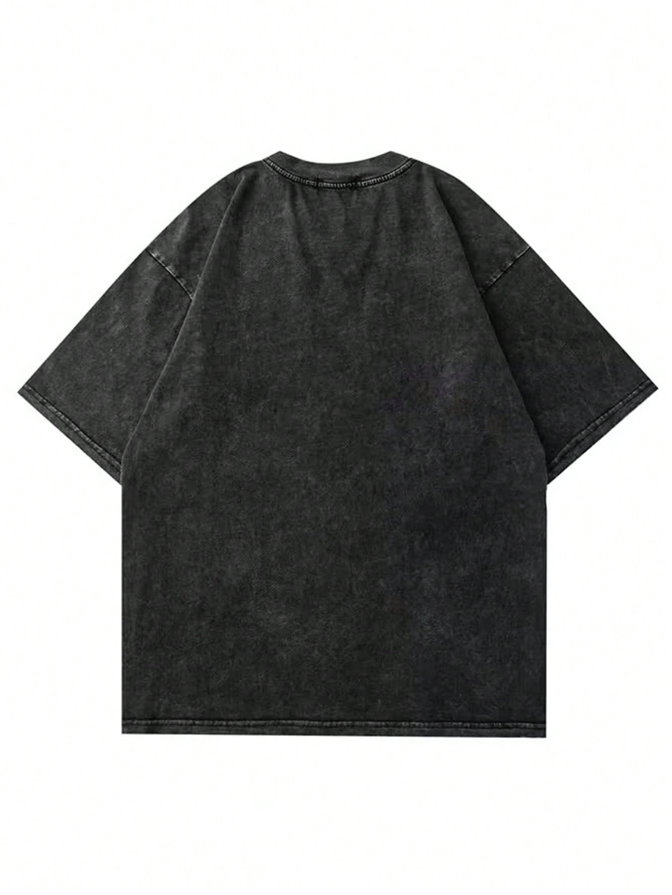 Women's Washed Black Viscose Oversized Crew Neck T-Shirt with Vintage Finish