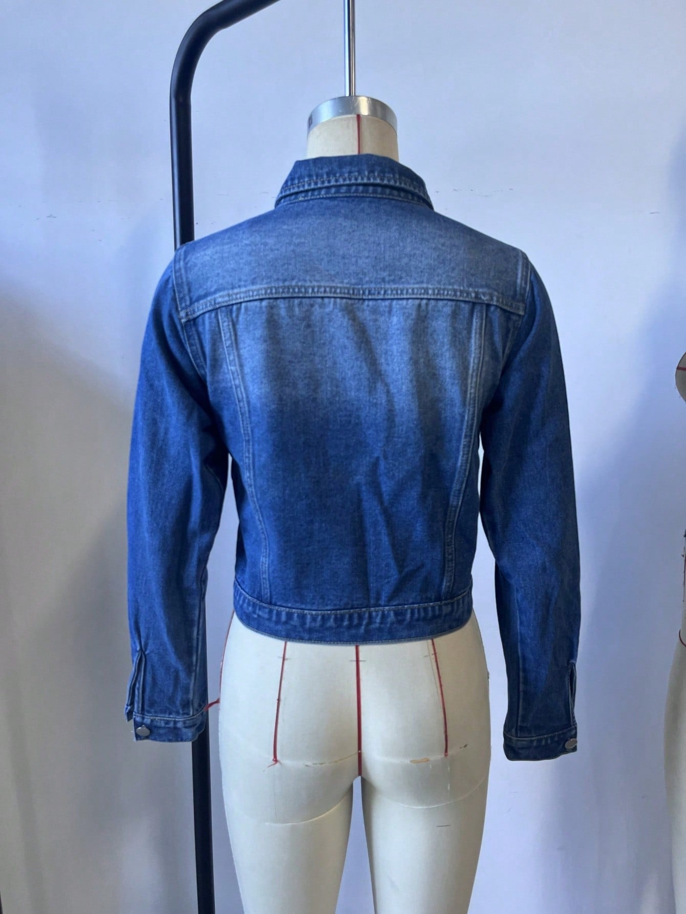 Women's Classic Blue Denim Jacket - Button-Front Casual Trucker Jacket