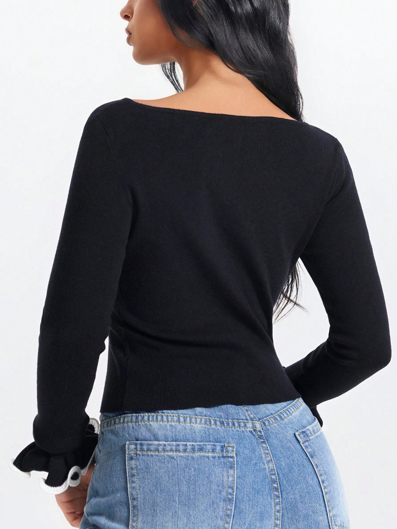 Women's Black Knit Bodycon Midi Dress