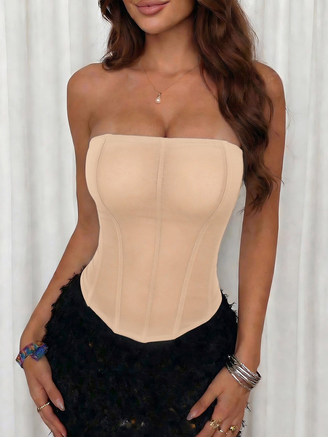 Women's Apricot Corset Bustier