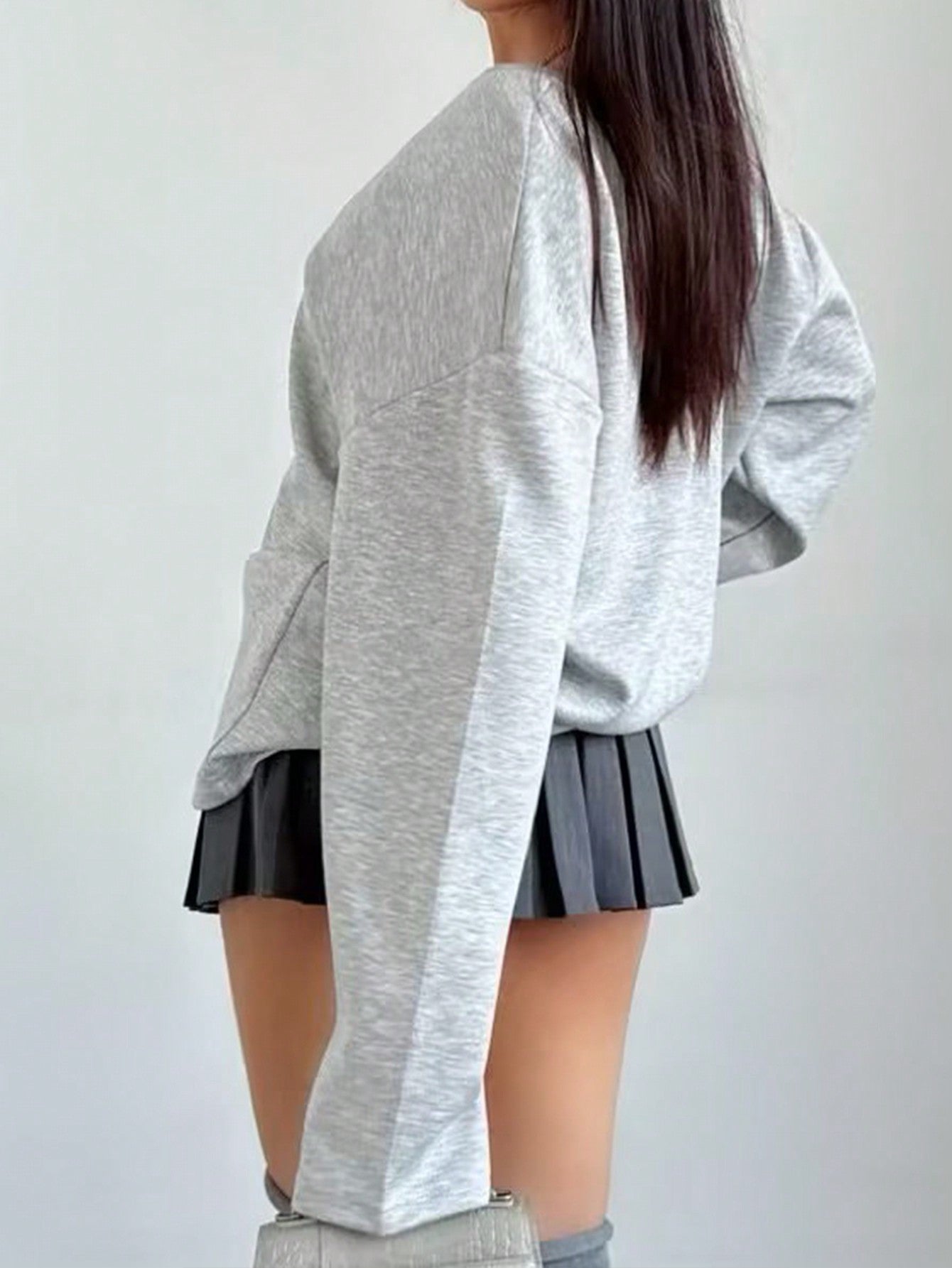 Women's Heather Gray Cotton Sweatshirt with oversized