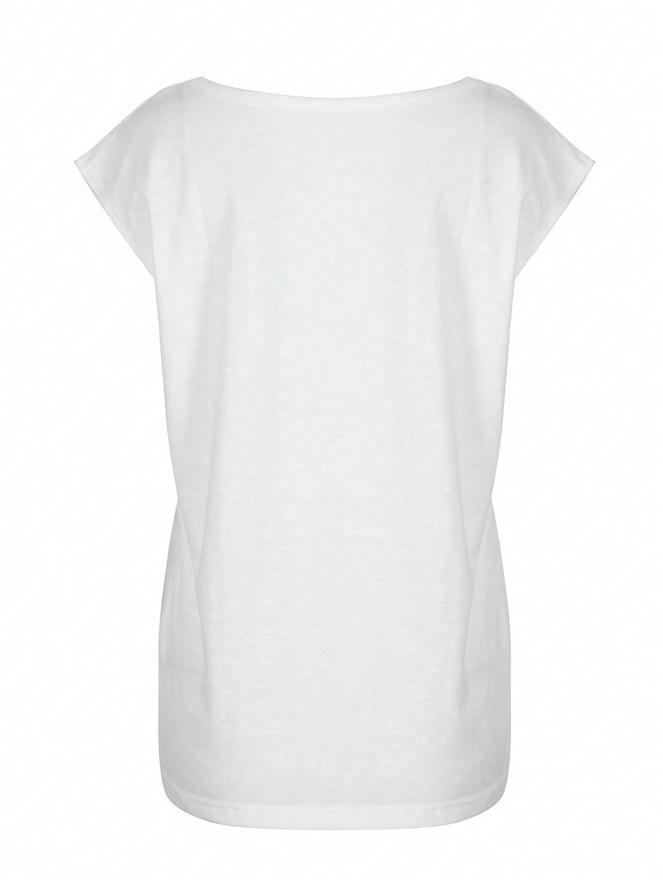 Women's "The Beach is My Happy Place" Graphic V-Neck T-Shirt/Vest - Casual Summer & Vacation Tee