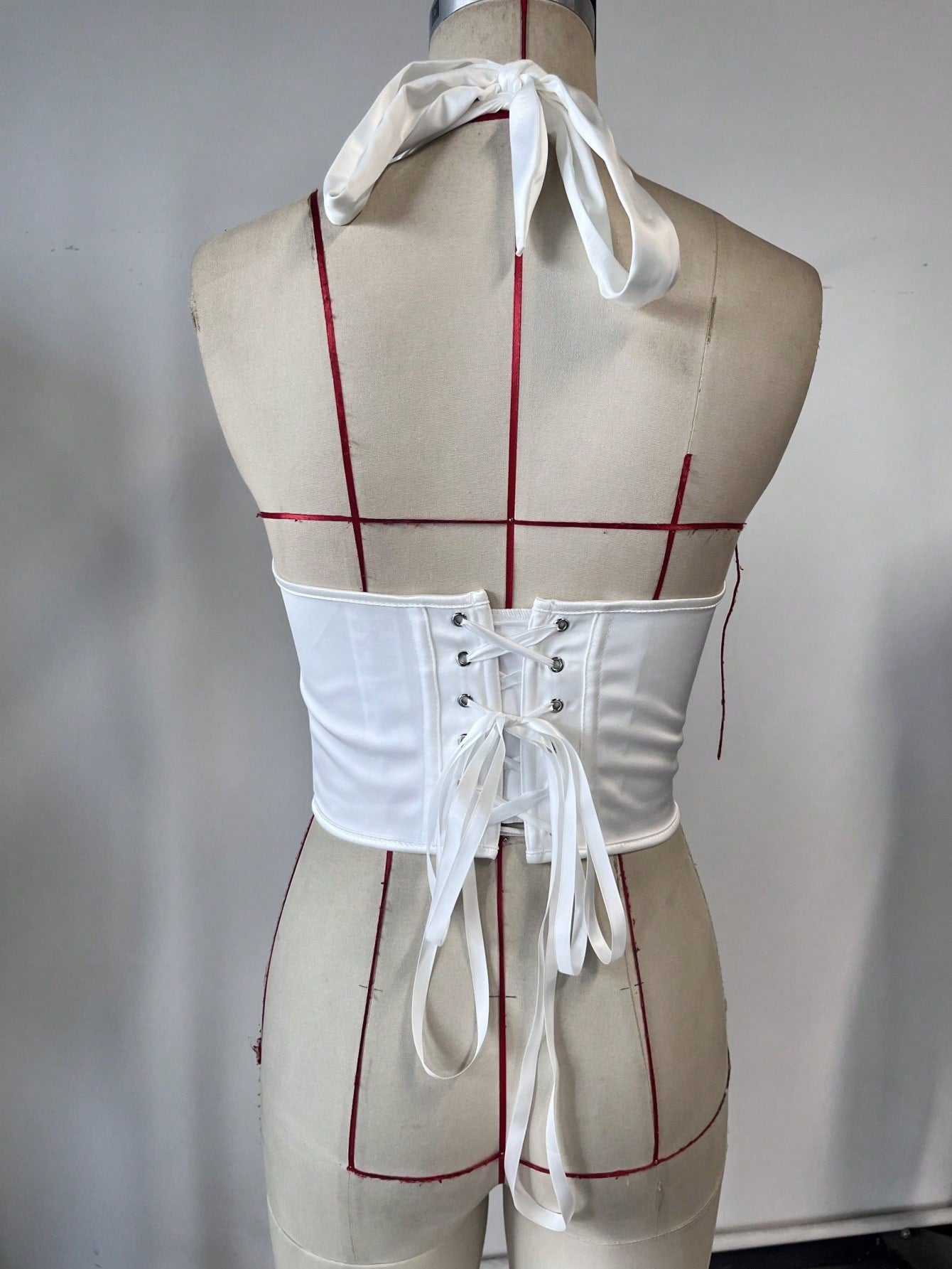 Women's White Satin Sweetheart Boned Corset Bustier