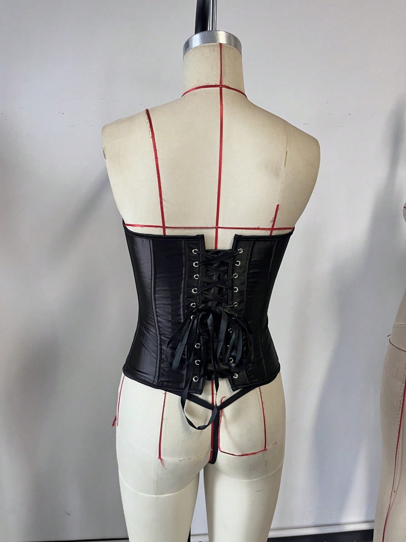 Women's Black Lace-Up PU Leather Corset Bustier Top