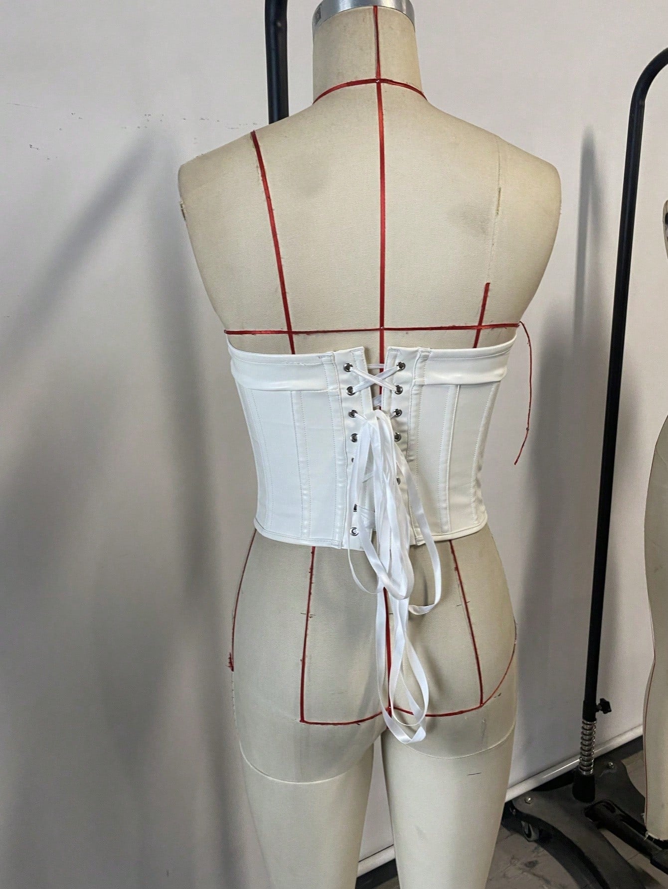 Women's White Faux Leather Bustier corset top with strapless