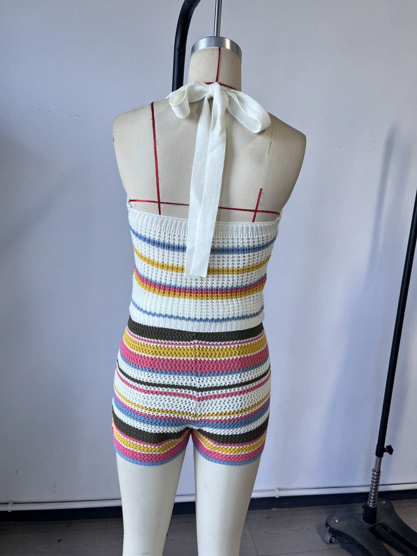 Women's Multicolor Knit Bodycon Midi Dress