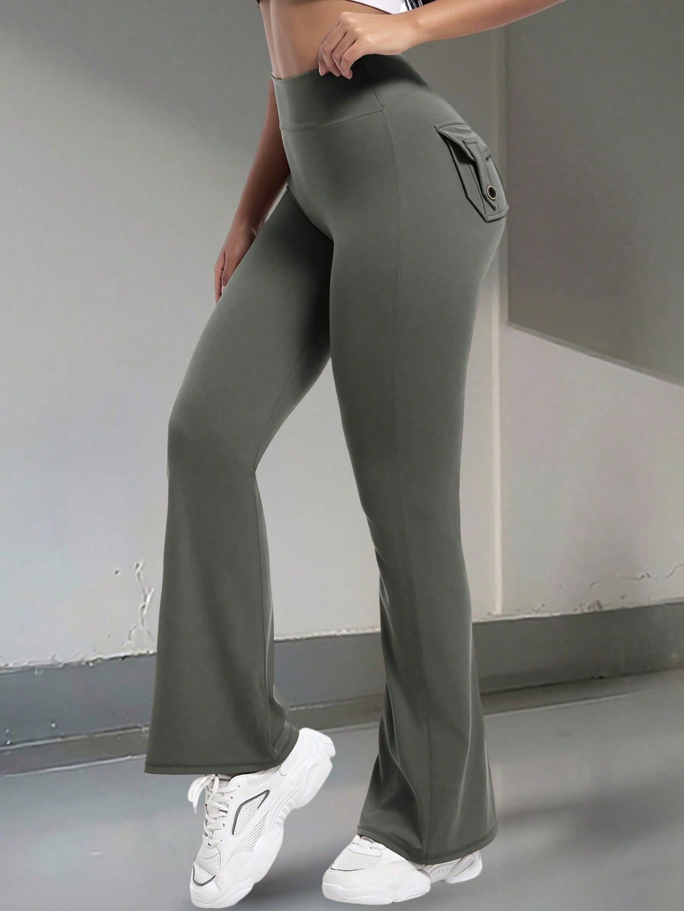 Women's Grey High-Waist Yoga Pants