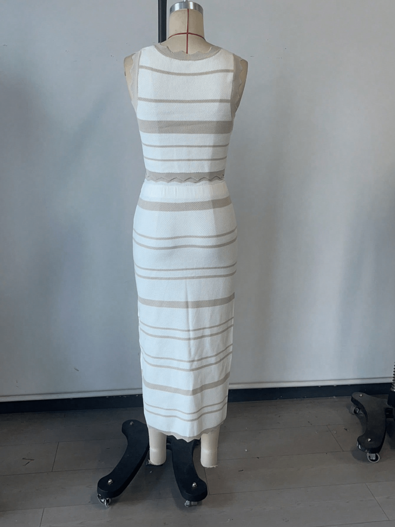 Women's Khaki Ribbed Knit Midi bodycon dress with sleeveless