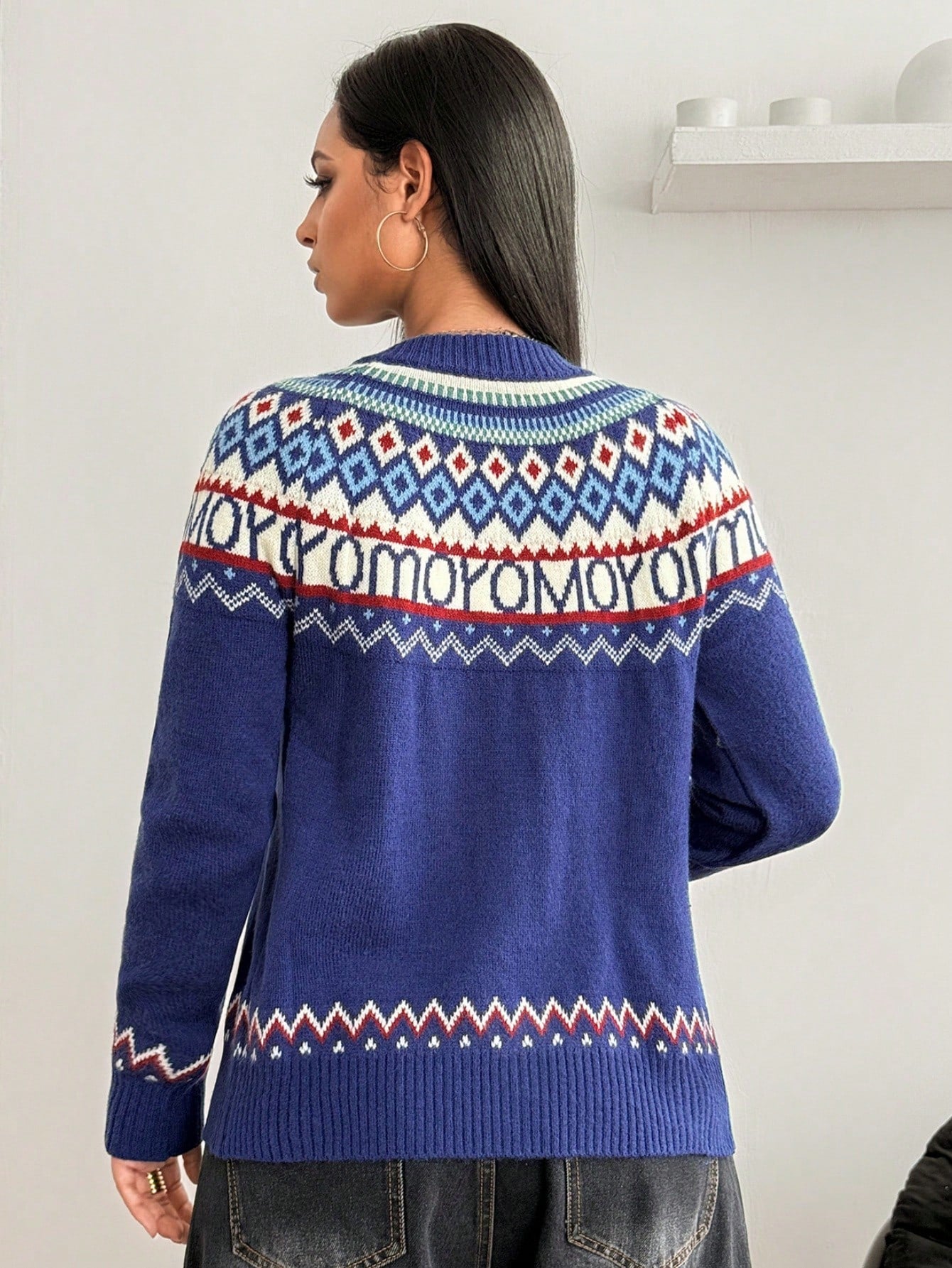 Women's Vintage Pattern Zip Up Knit Sweater Cardigan