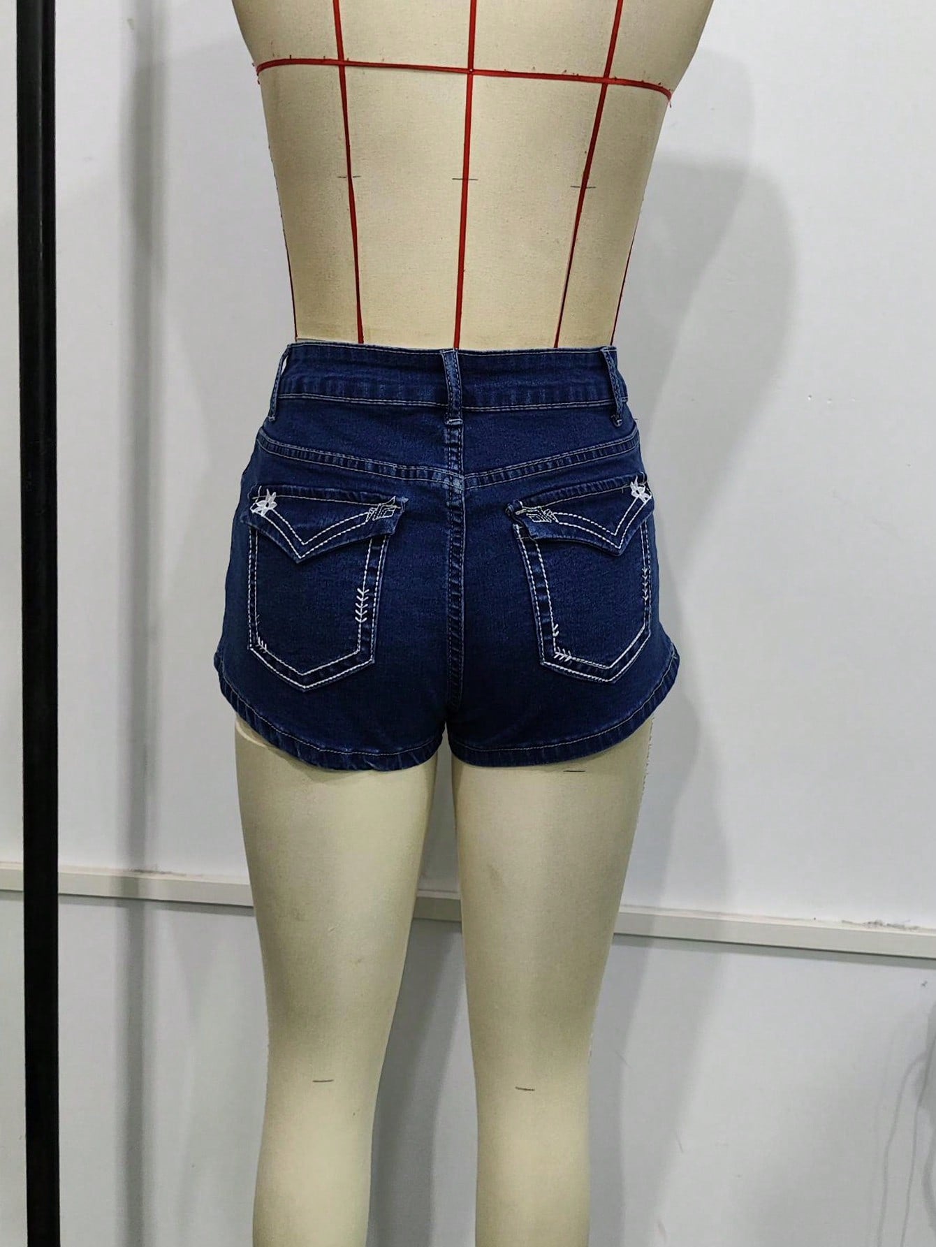 Women's Dark Blue High-Waist Classic Denim Shorts
