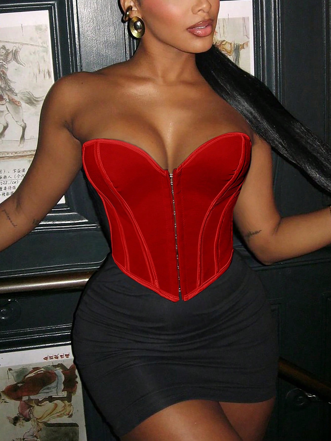 Women's Multi-Textured Bustier Crop Tops - Strapless Push-Up Corset Style Tops, Glam Casual & Party Wear