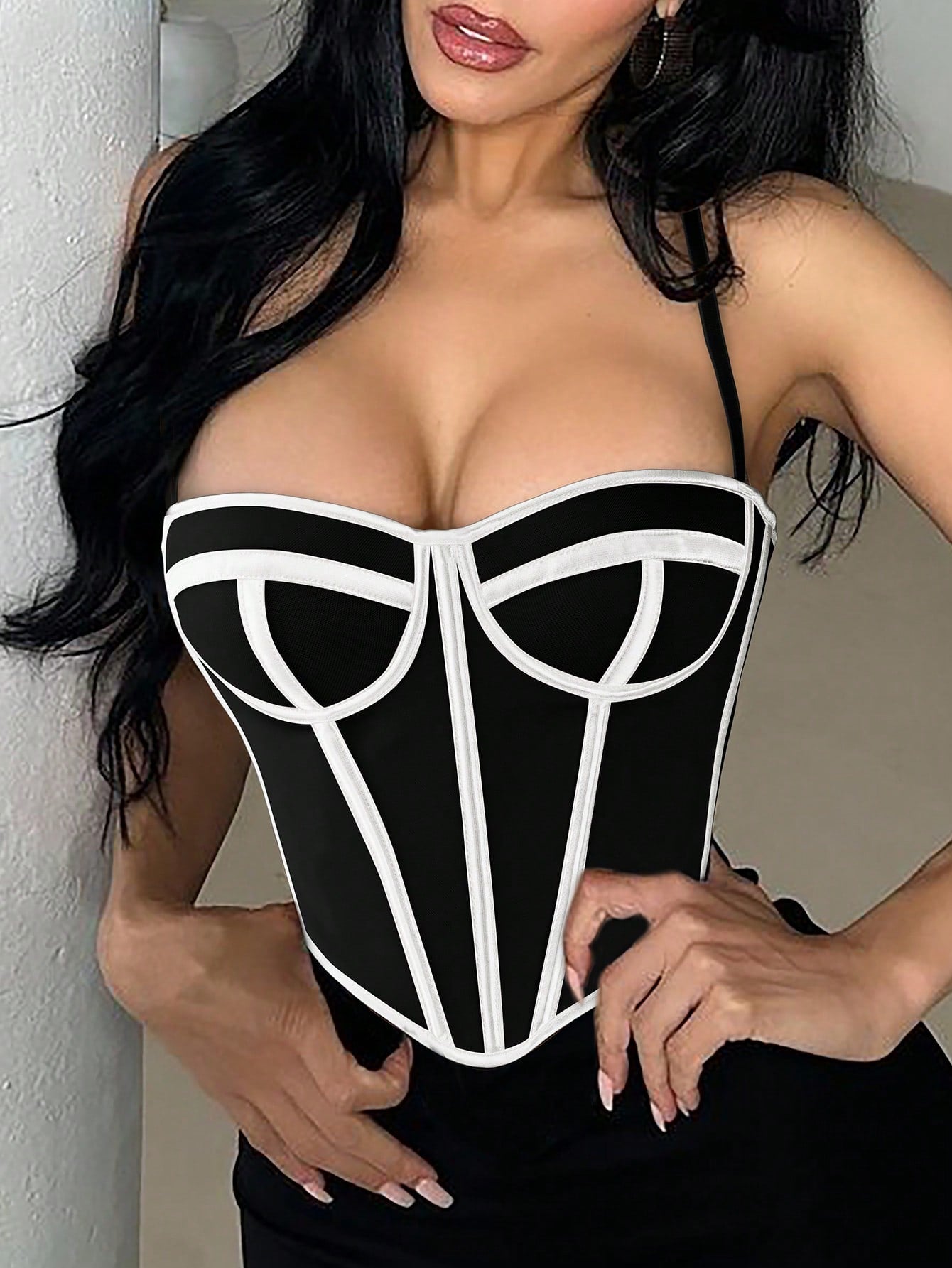 Women's Multi-Color Contrast Trim Sweetheart Corset - Slim Fitted Boned Crop Top, Y2K Streetwear