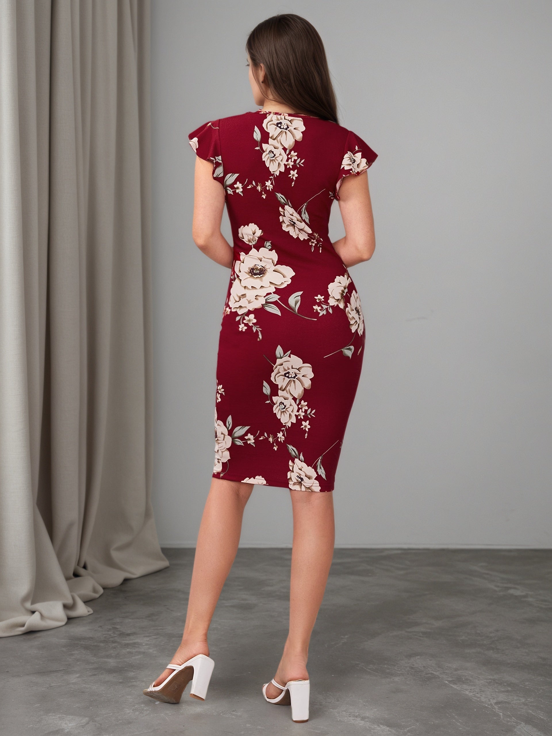 Women's Apricot Deep V Neck Bodycon Party Mini Dress