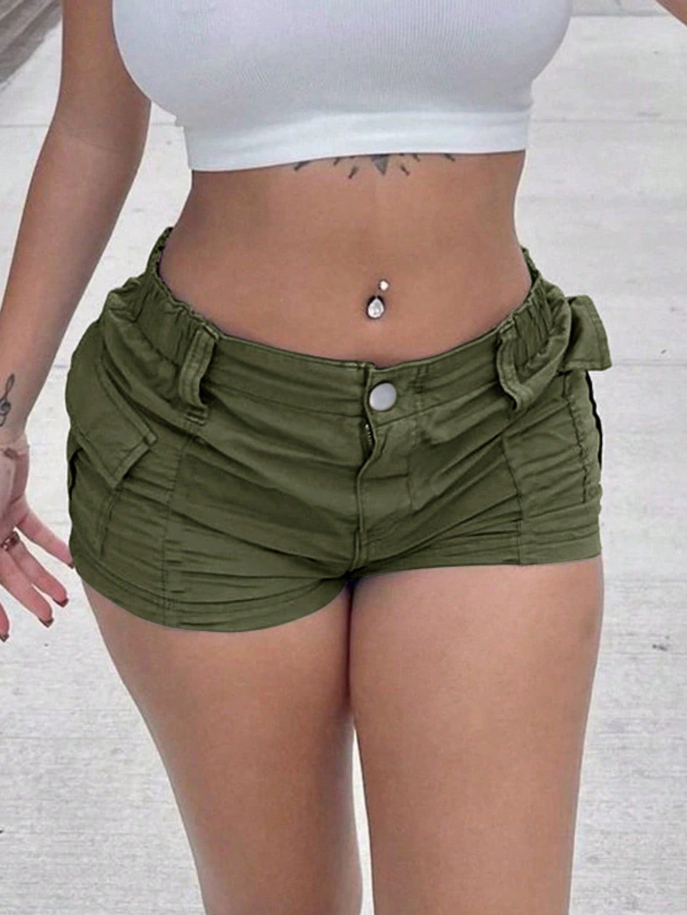 Women's Women Casual Cargo Shorts with Pockets Elastic Waist Stretchy Mini Shorts