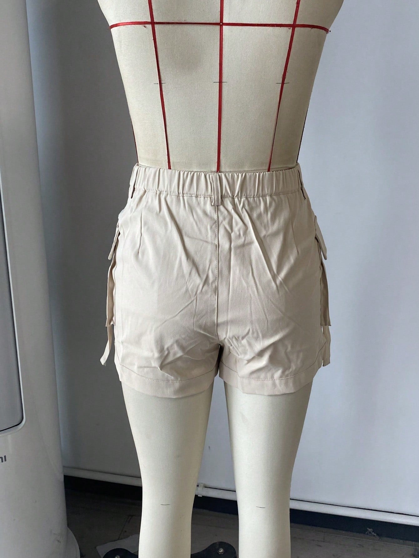 Women's Khaki Cotton Full-length cargo pants with cargo pockets