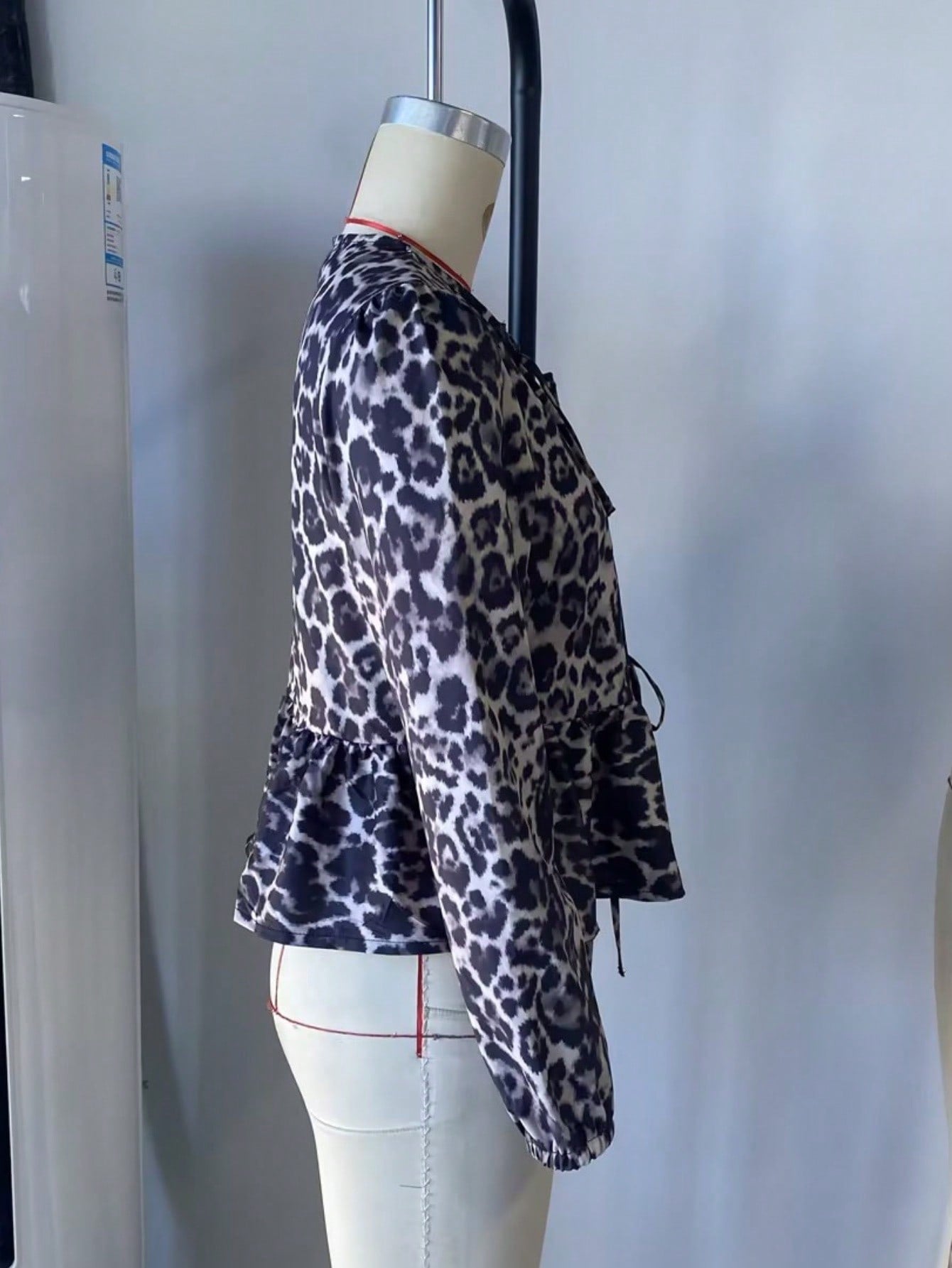 Women's Brown Leopard Polyester Blouse with leopard print