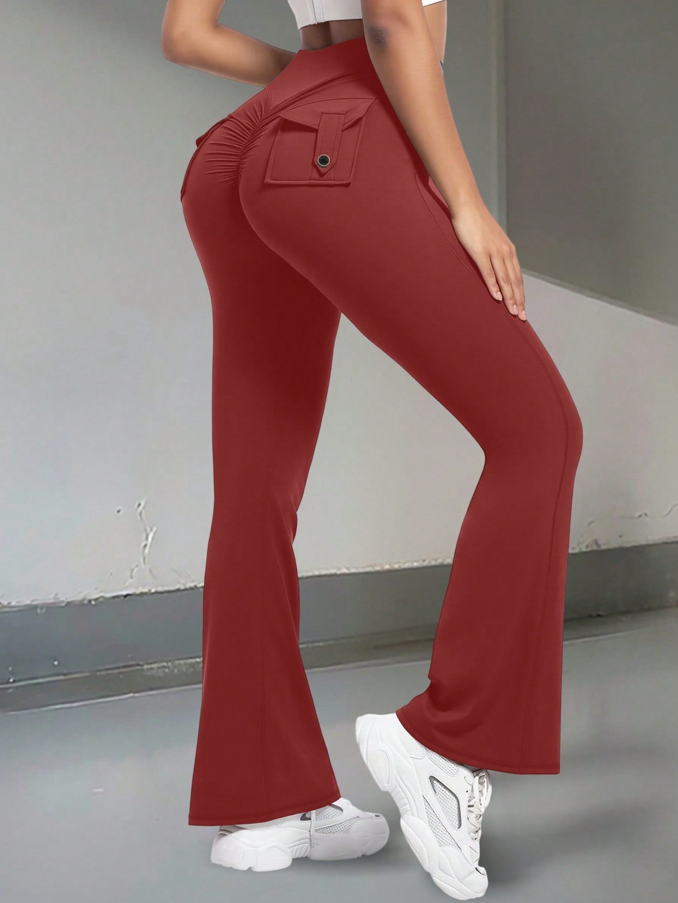 Women's Anchora Red High-Waist Yoga Pants