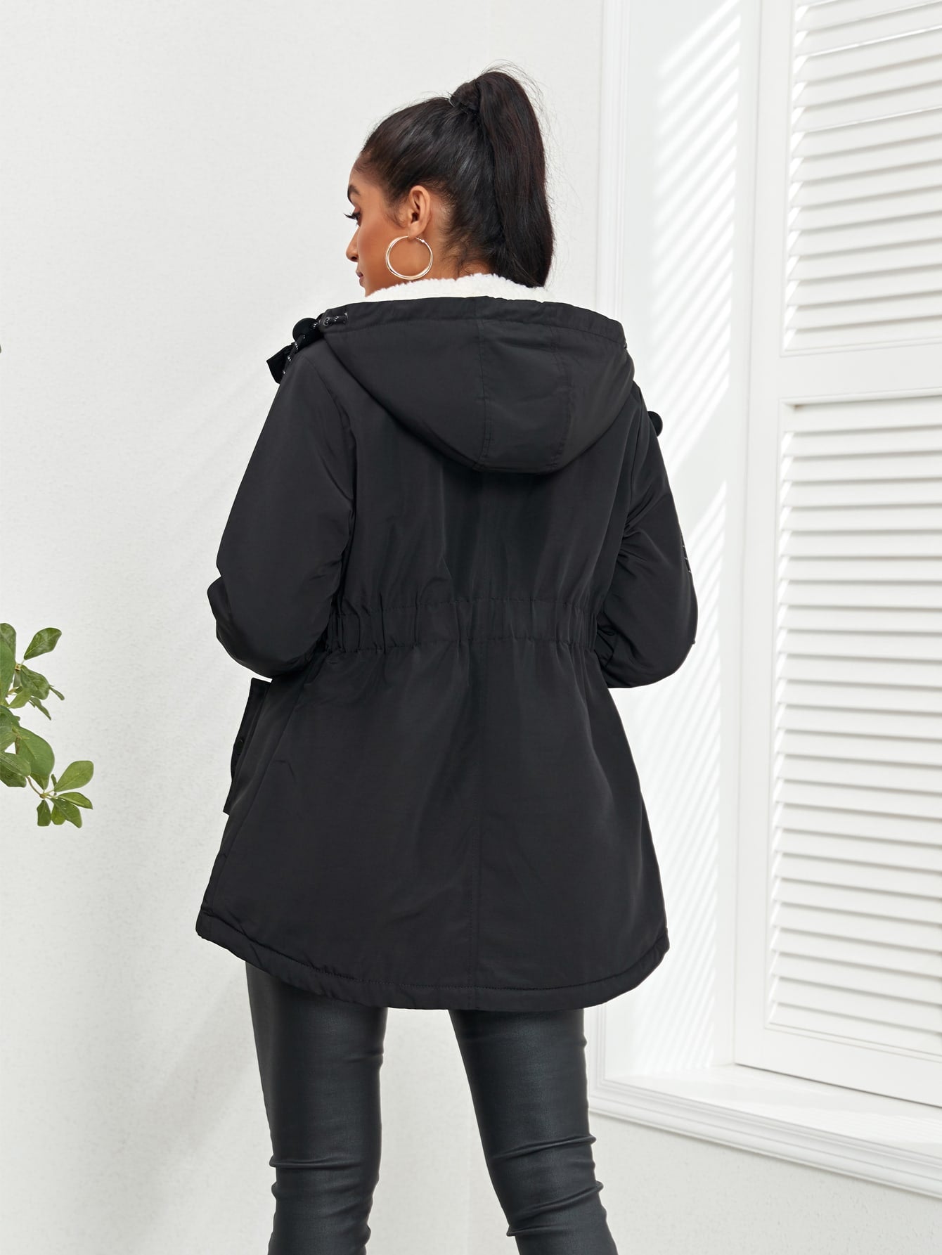 Women's Black Quilted Padded Winter Coat