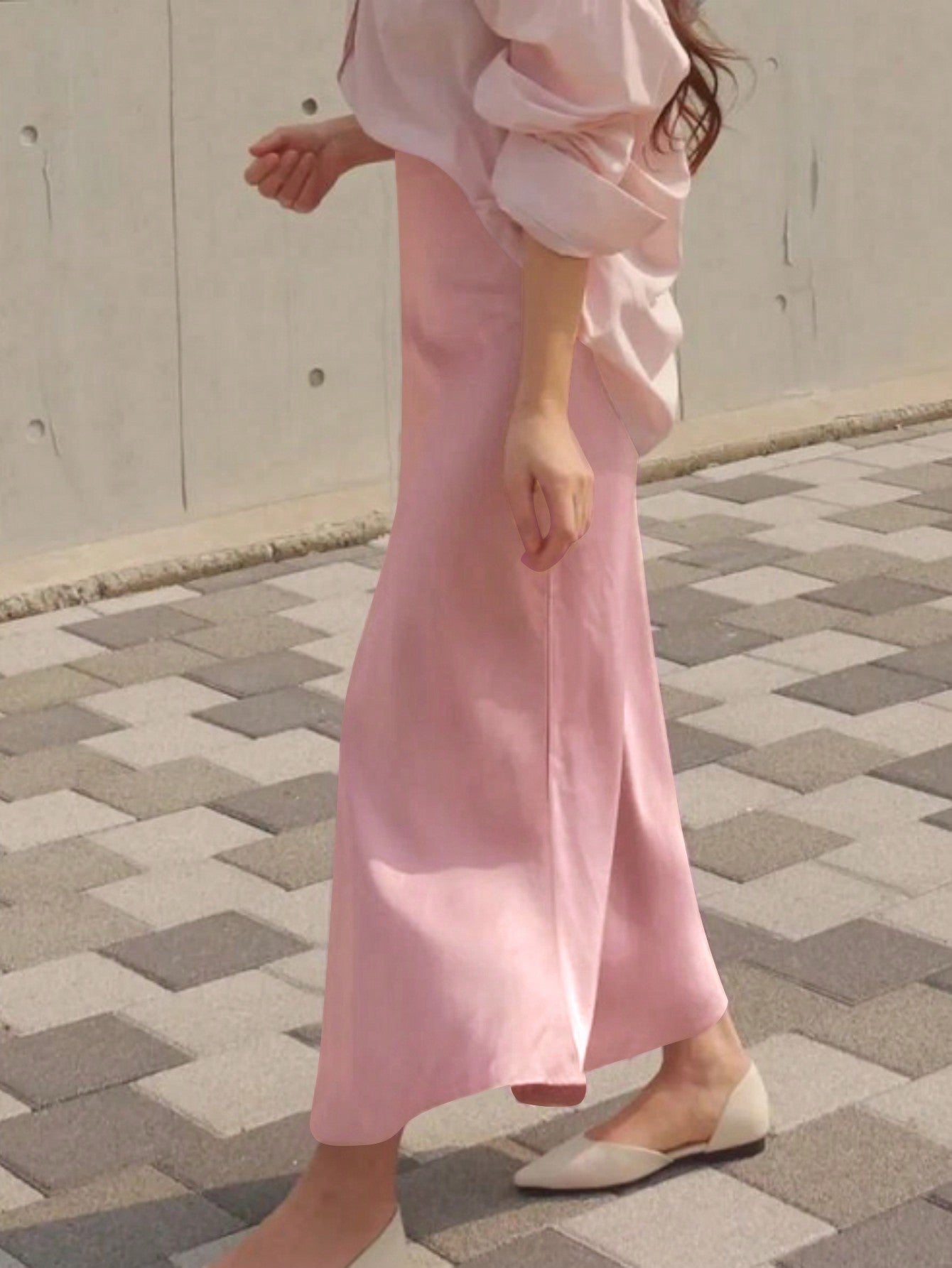 Women's Pink Polyester Mini skirt with A-line