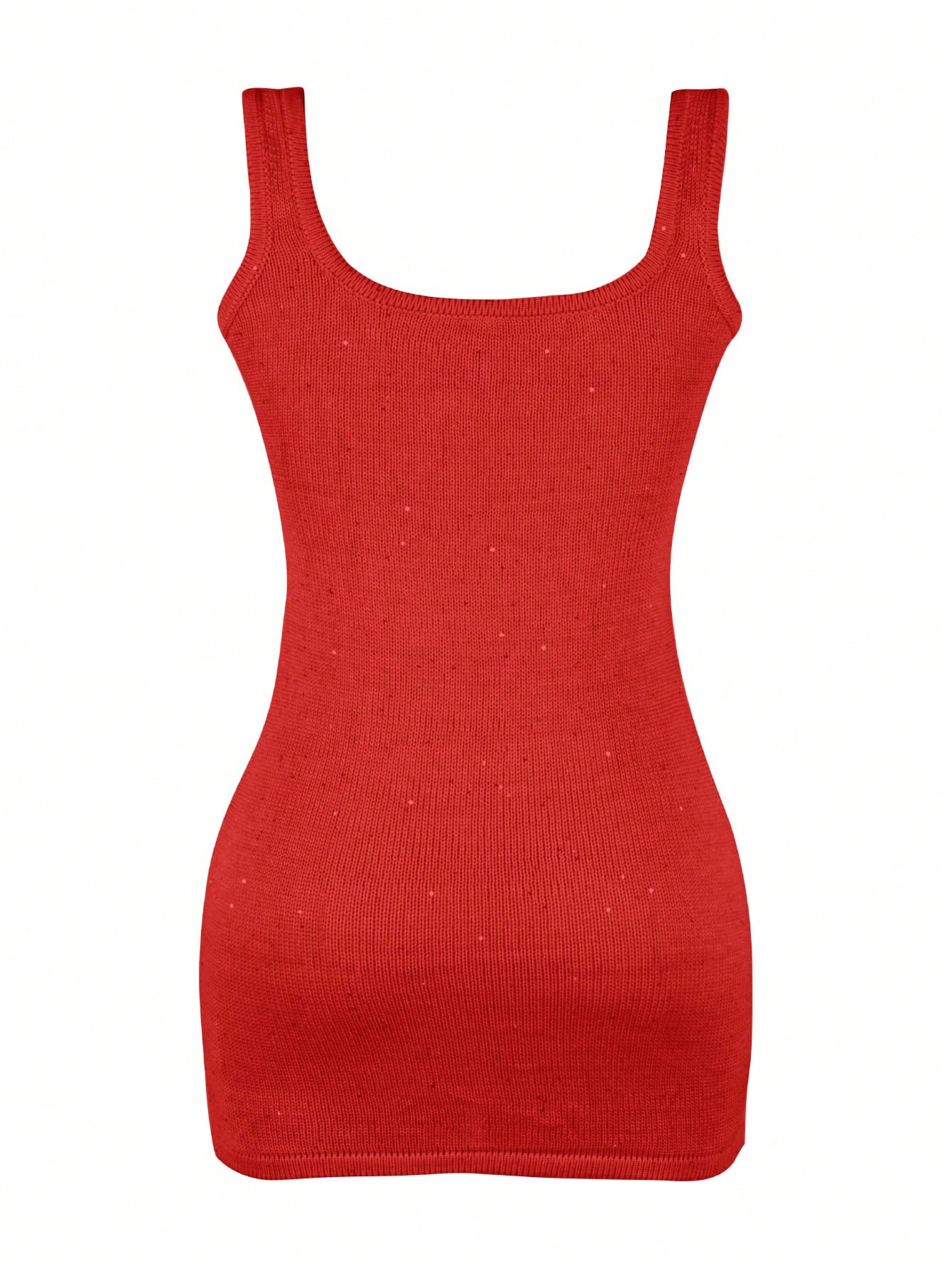 Women's Red Acrylic Knit Sleeveless Graphic Mini Dress with Sea Life Pattern