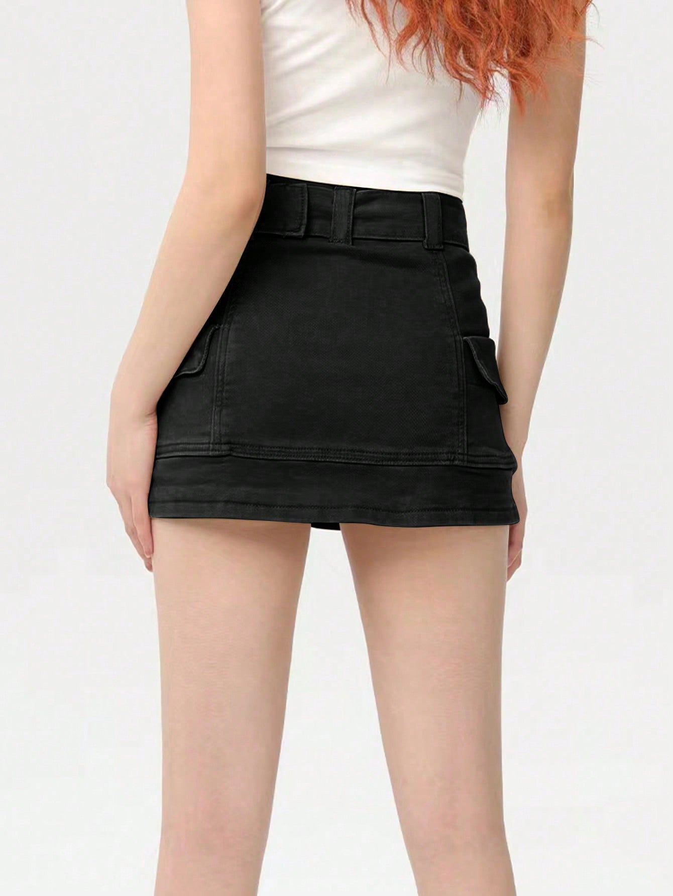 Women's Multi-Color Cargo Mini Skirt - Belted Ruched Skirt with Pockets, Y2K Street Style