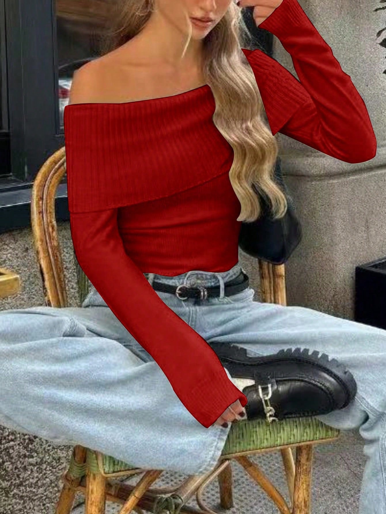 Women's Red Ribbed Knit Midi bodycon dress with sleeveless